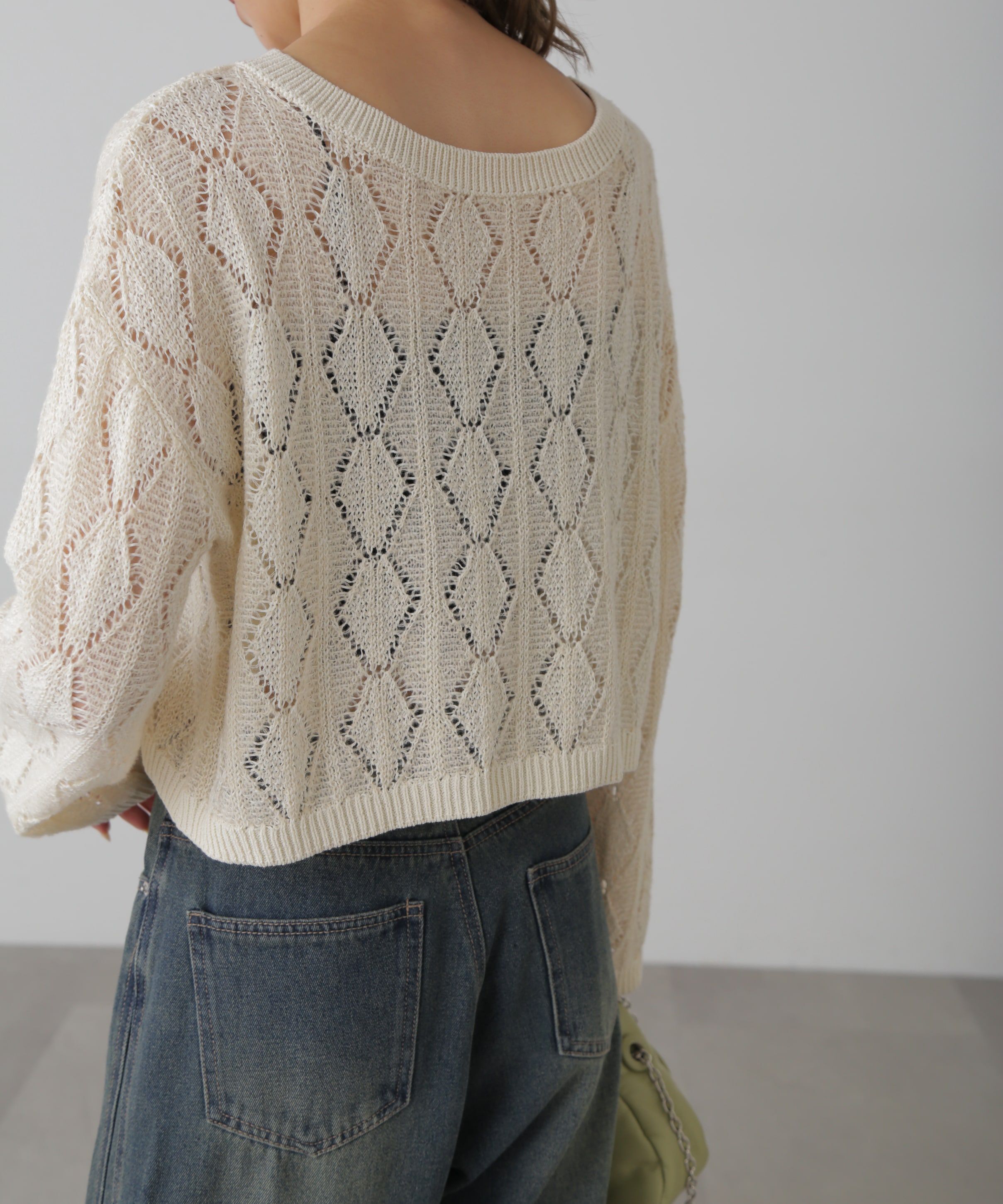  「ダイヤ柄透かし編みニット」|ニット・セーター|