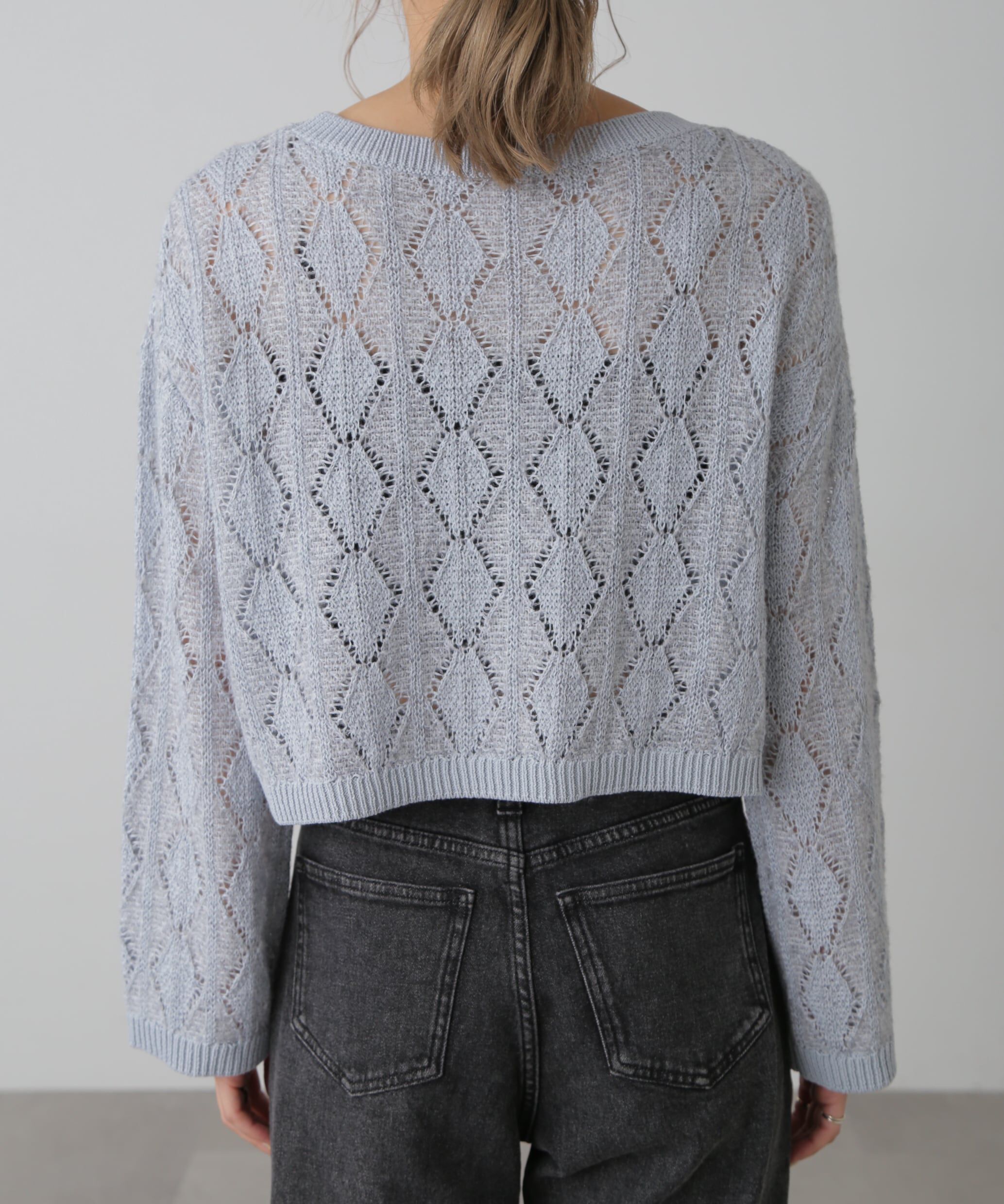  「ダイヤ柄透かし編みニット」|ニット・セーター|