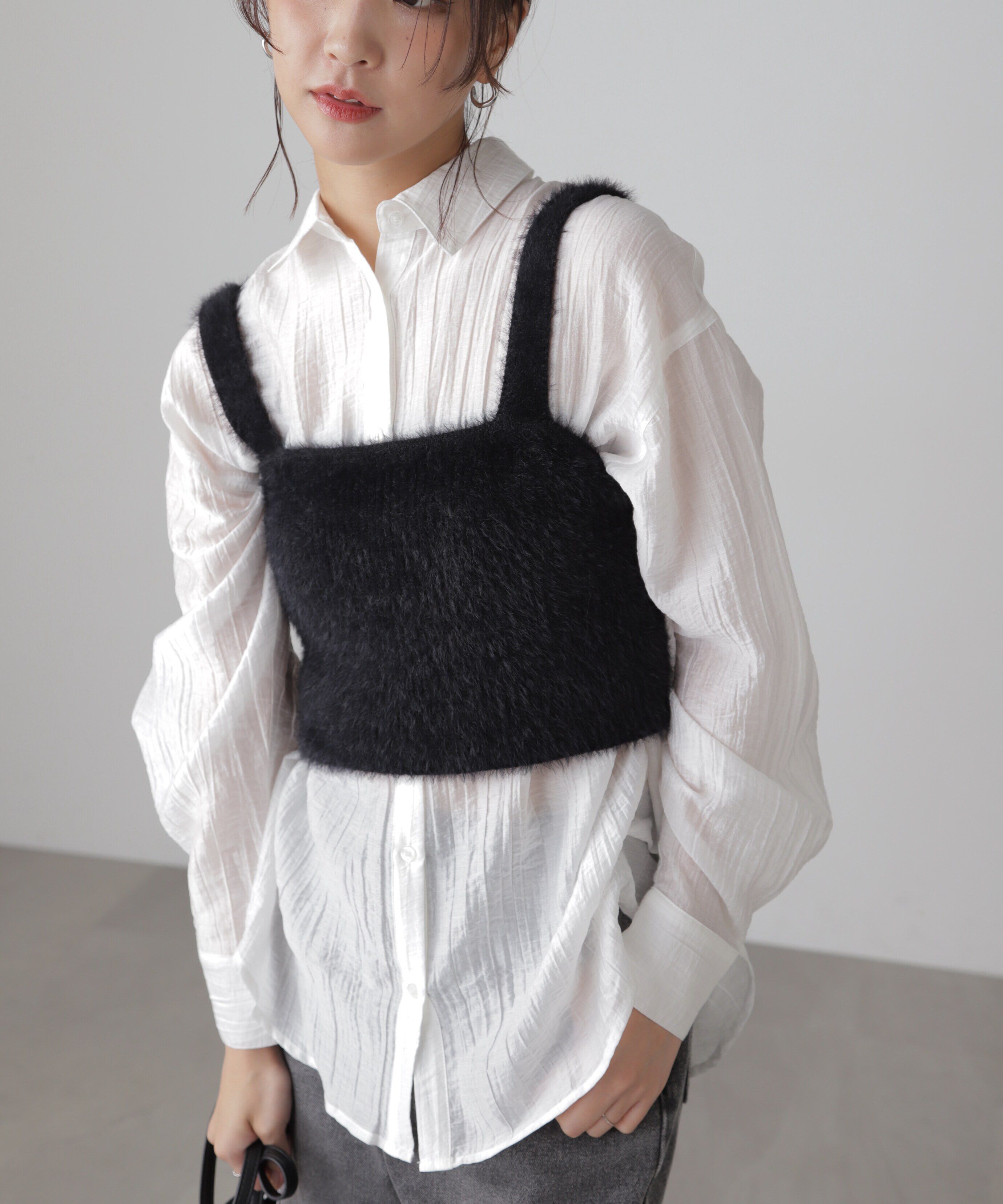  「シャギービスチェ」|ニット・セーター|ブラック