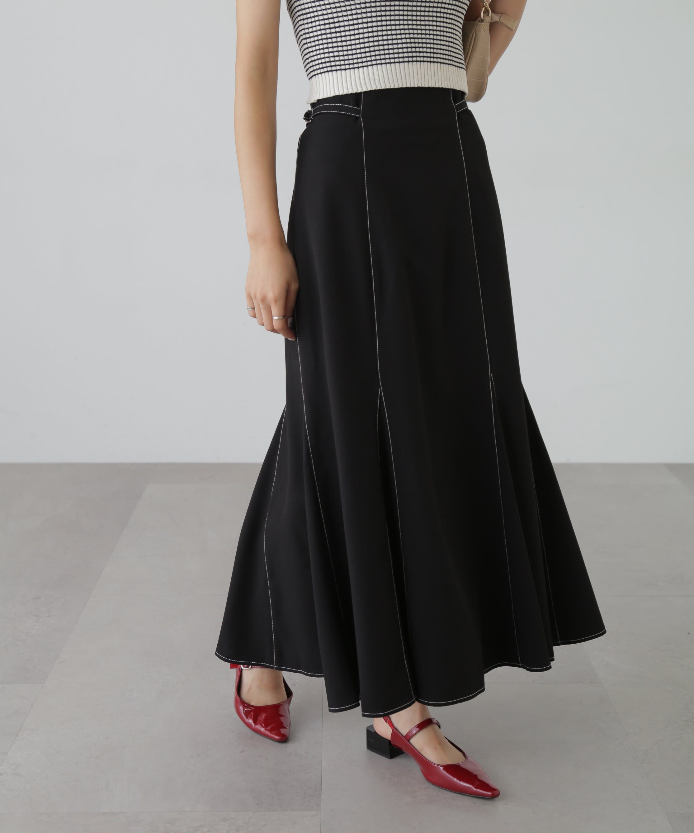  「[低身長サイズ/Sシリーズ]配色ステッチサイドベルトマーメイドスカート」|スカート|