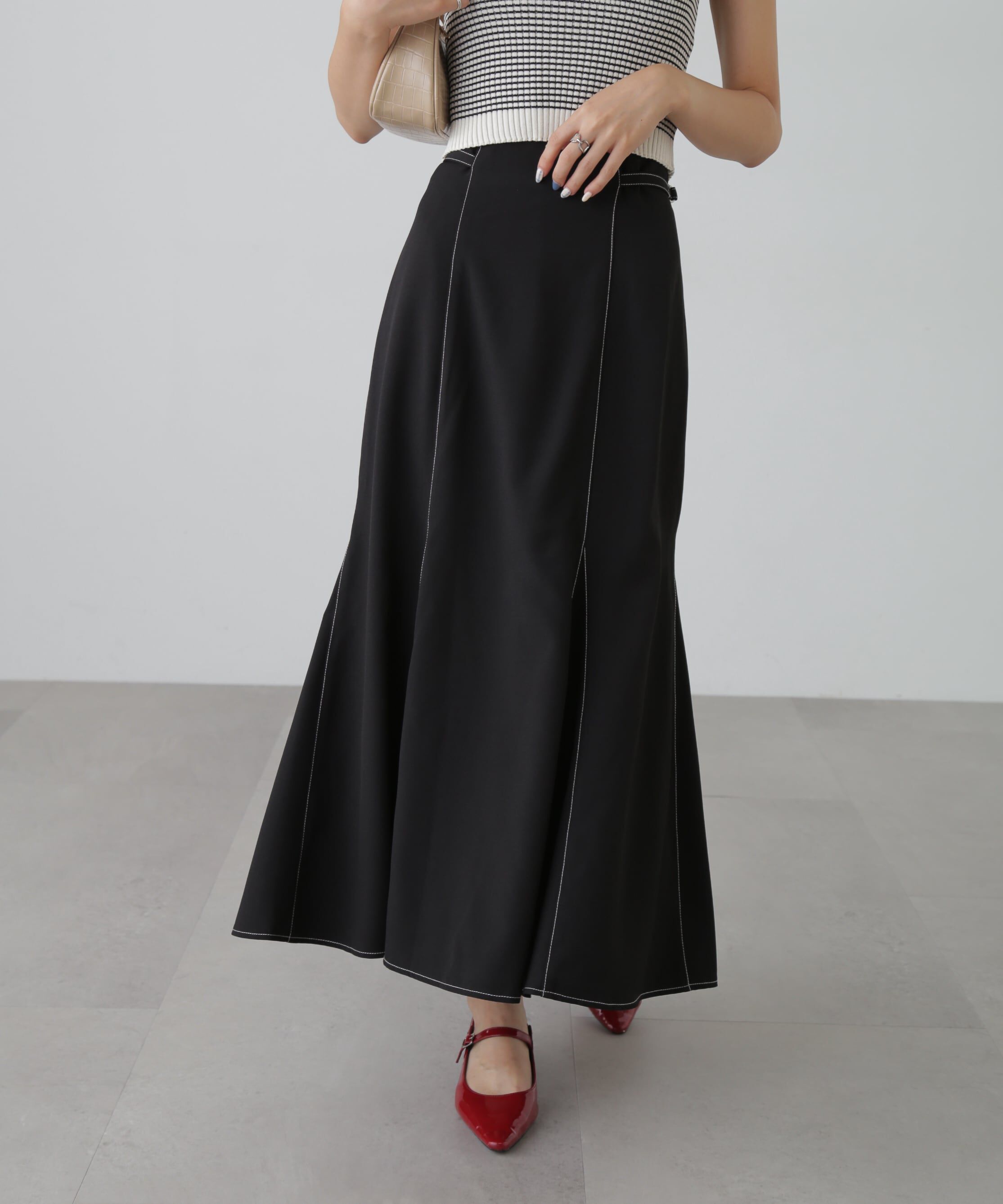  「[低身長サイズ/Sシリーズ]配色ステッチサイドベルトマーメイドスカート」|スカート|