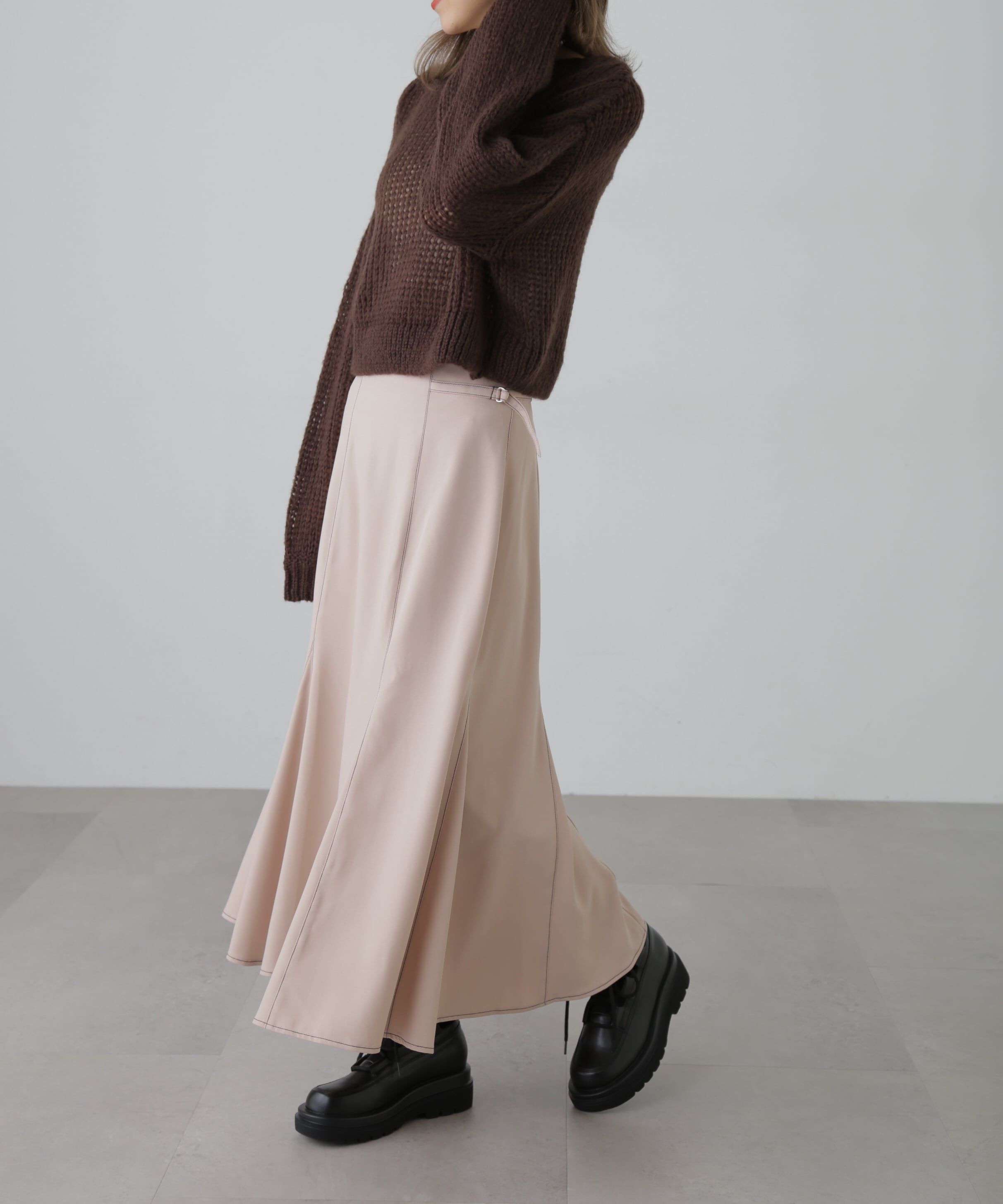  「[低身長サイズ/Sシリーズ]配色ステッチサイドベルトマーメイドスカート」|スカート|