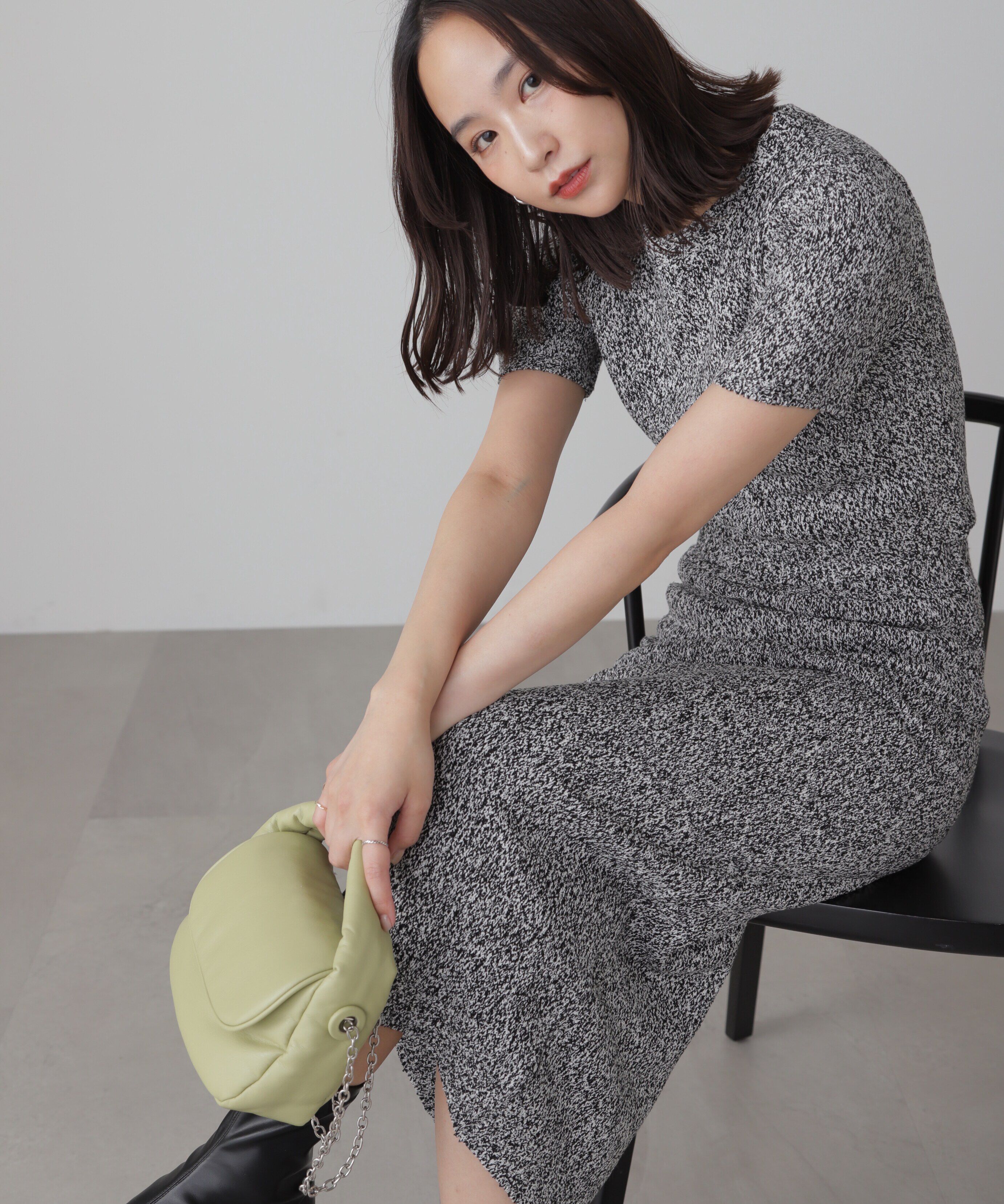  「コンパクト半袖ニット&times;ニットナロースカート」|ワンピース|