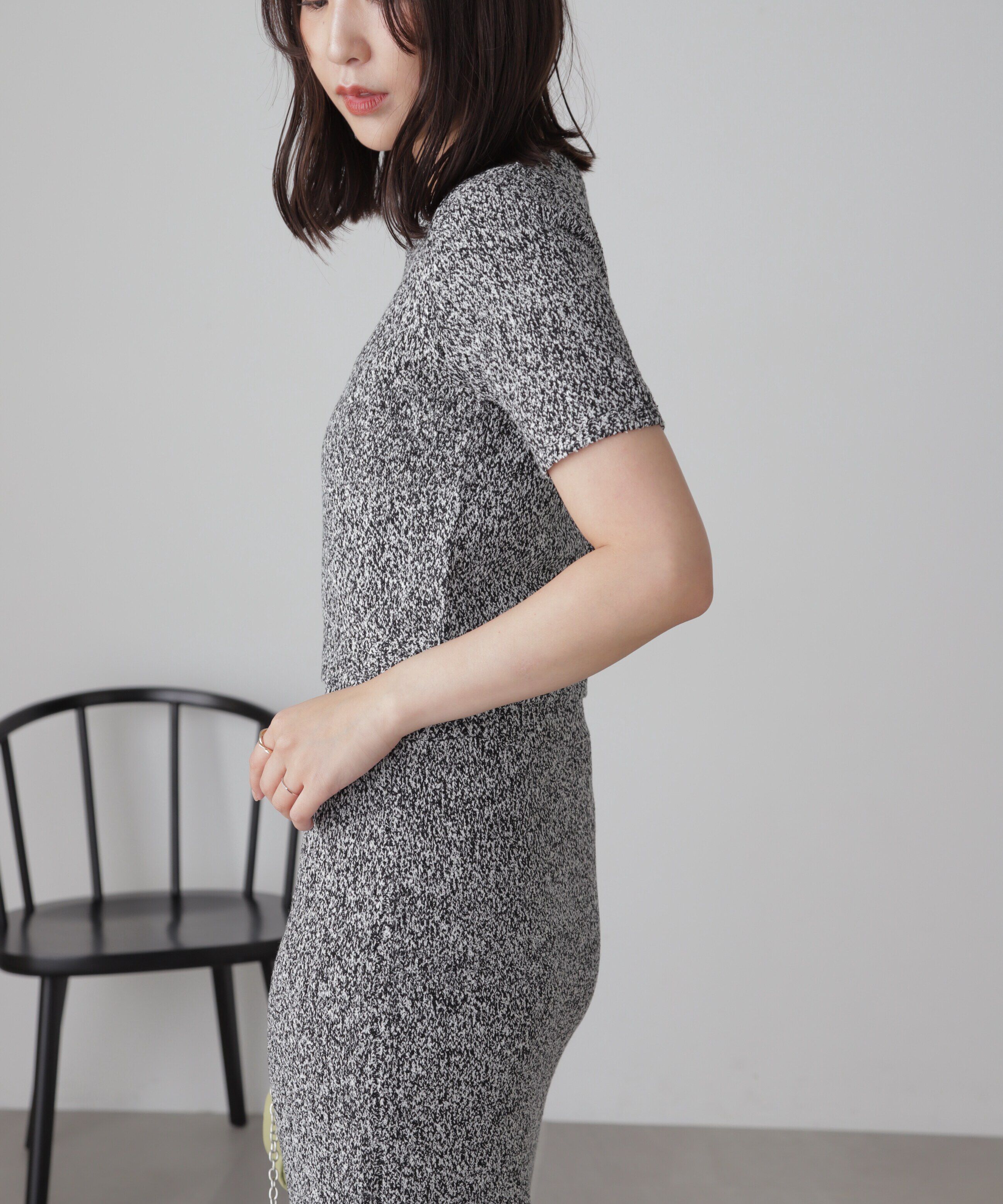  「コンパクト半袖ニット&times;ニットナロースカート」|ワンピース|