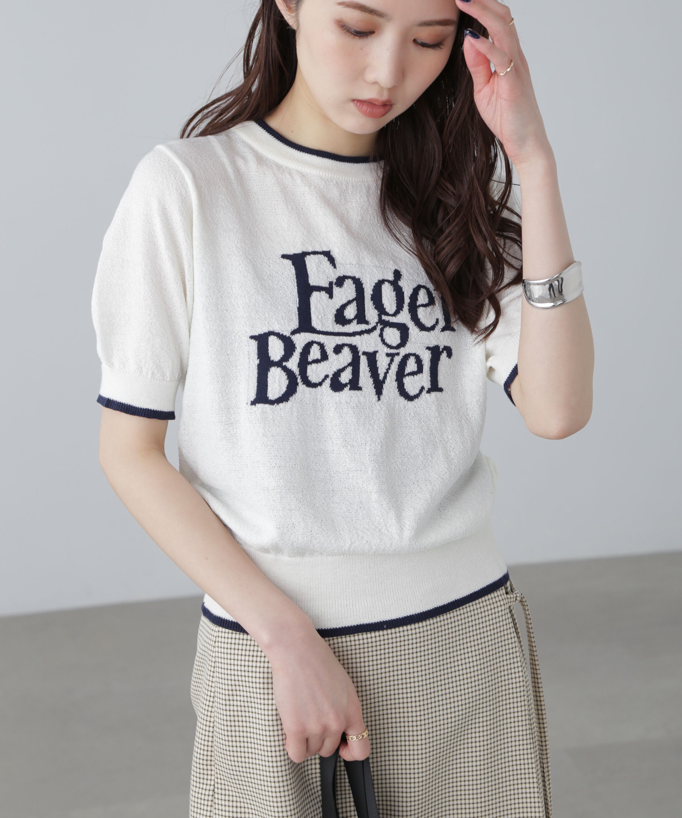  「配色ラインロゴニット」|ニット・セーター|