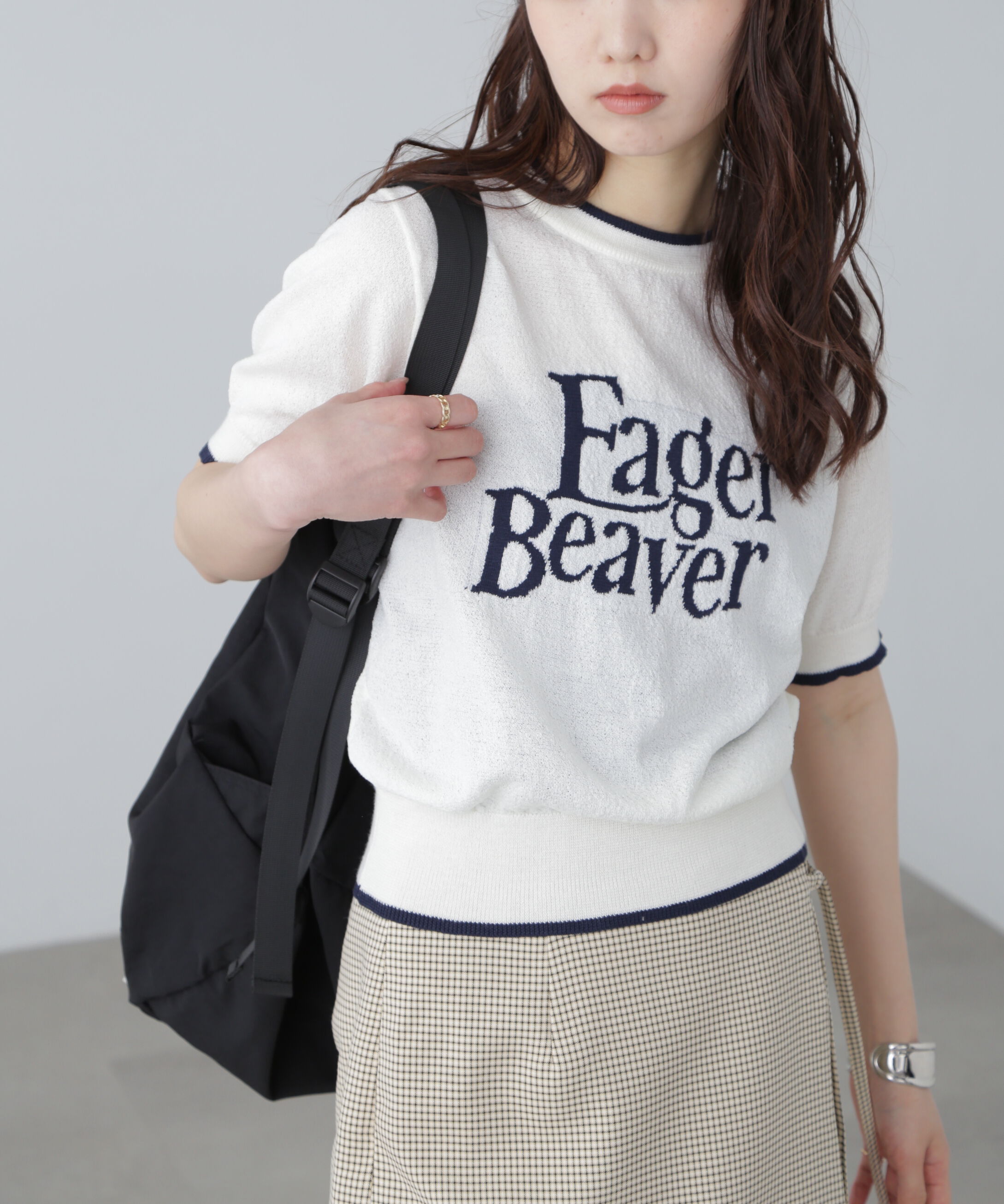  「配色ラインロゴニット」|ニット・セーター|