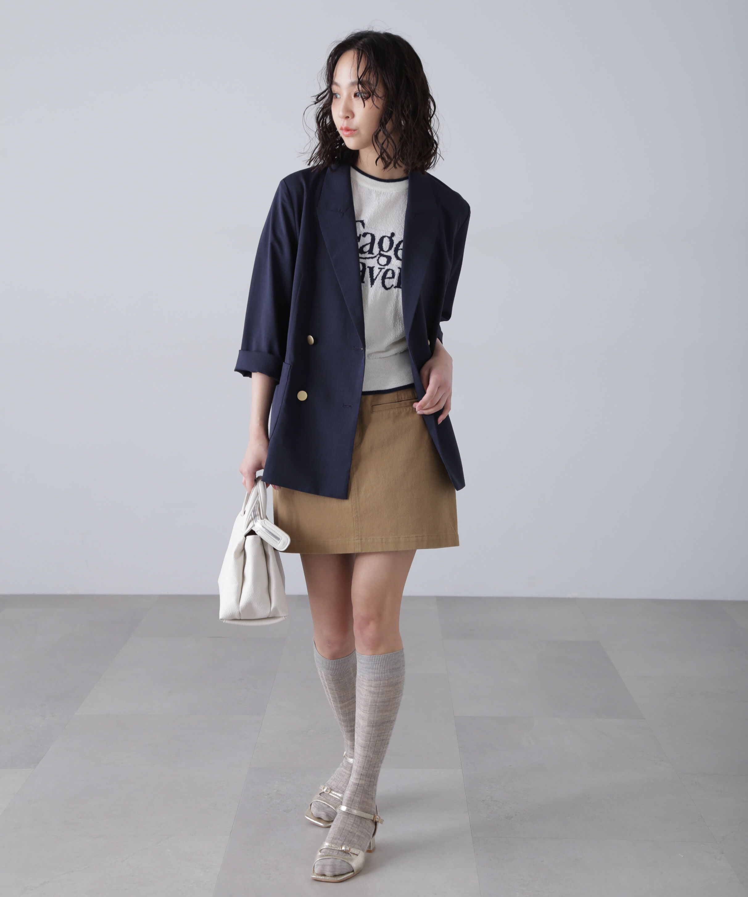  「配色ラインロゴニット」|ニット・セーター|