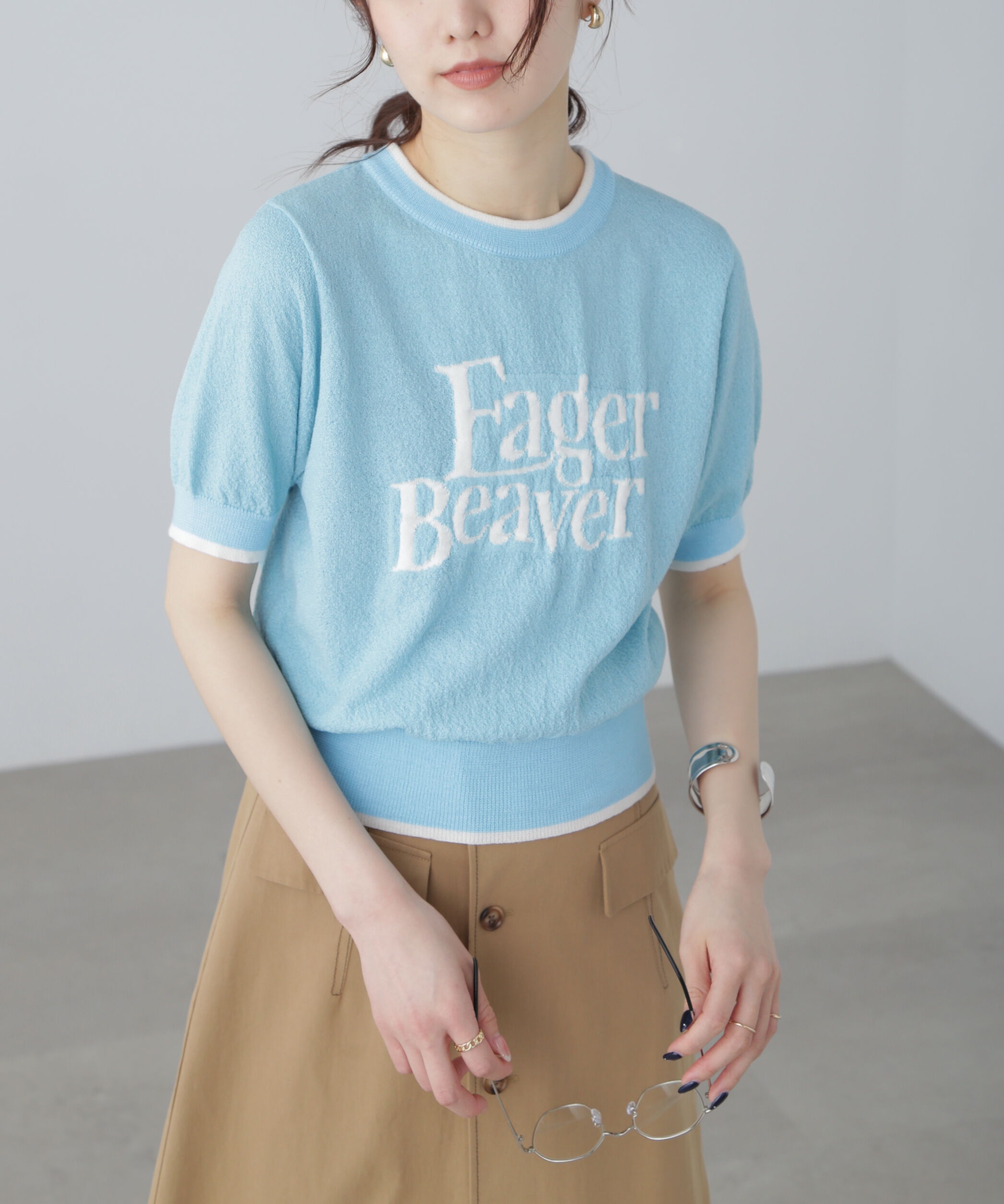  「配色ラインロゴニット」|ニット・セーター|