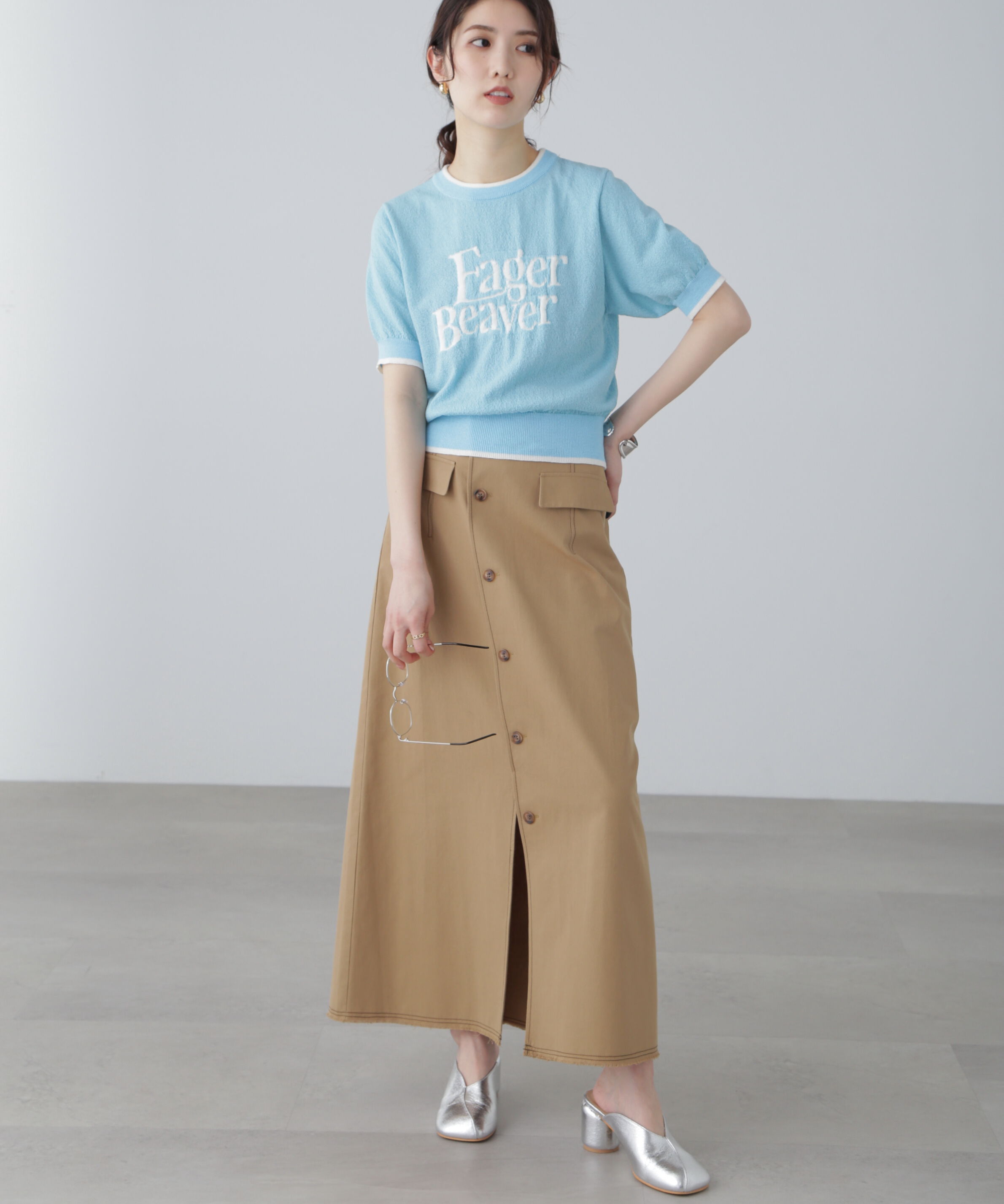  「配色ラインロゴニット」|ニット・セーター|