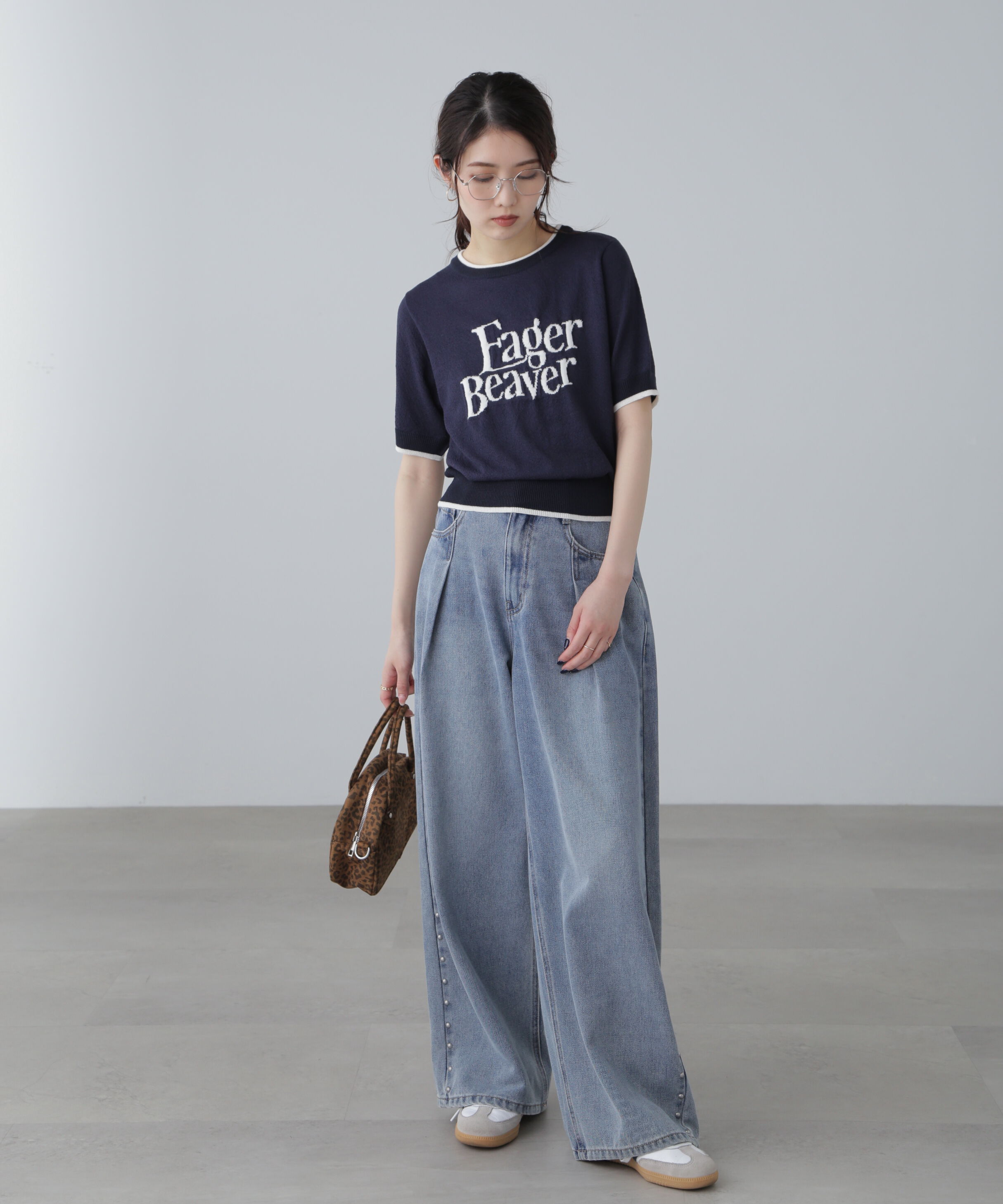  「配色ラインロゴニット」|ニット・セーター|