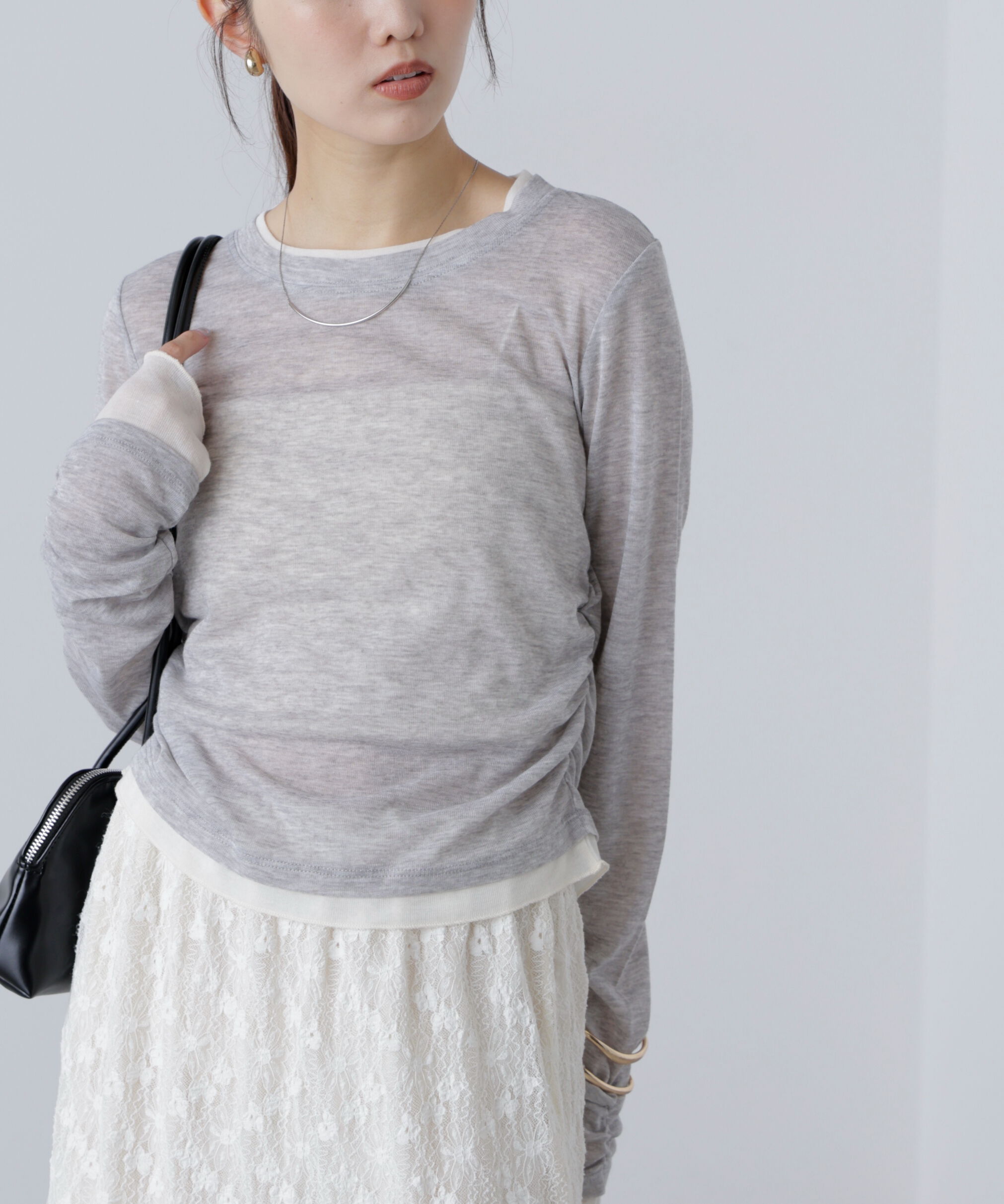  「シアーテレコレイヤード風カットソー」|Tシャツ・カットソー|