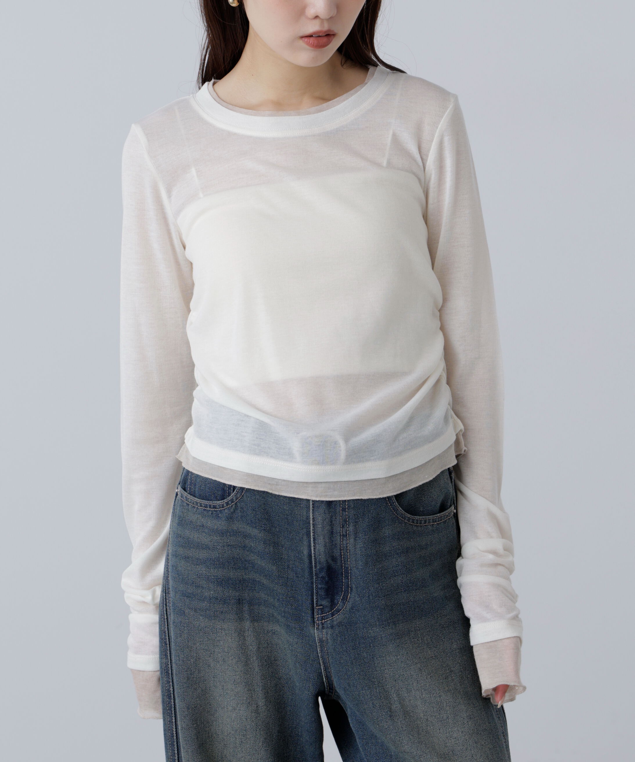  「シアーテレコレイヤード風カットソー」|Tシャツ・カットソー|