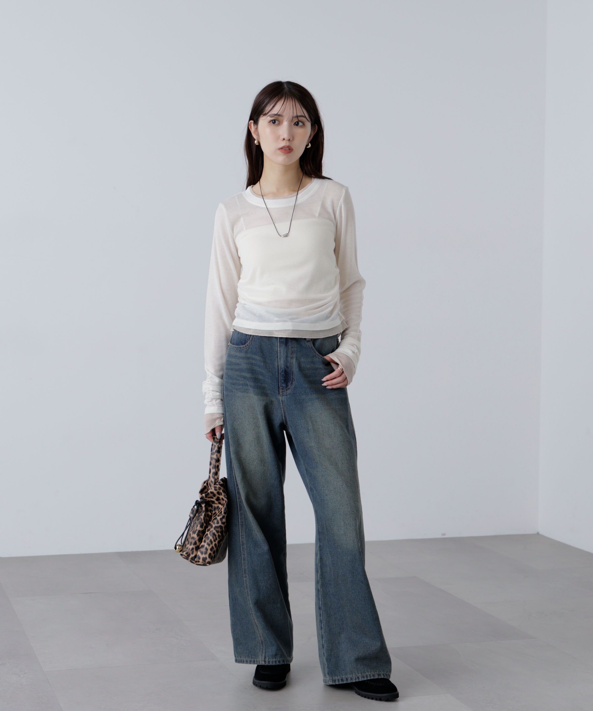  「シアーテレコレイヤード風カットソー」|Tシャツ・カットソー|