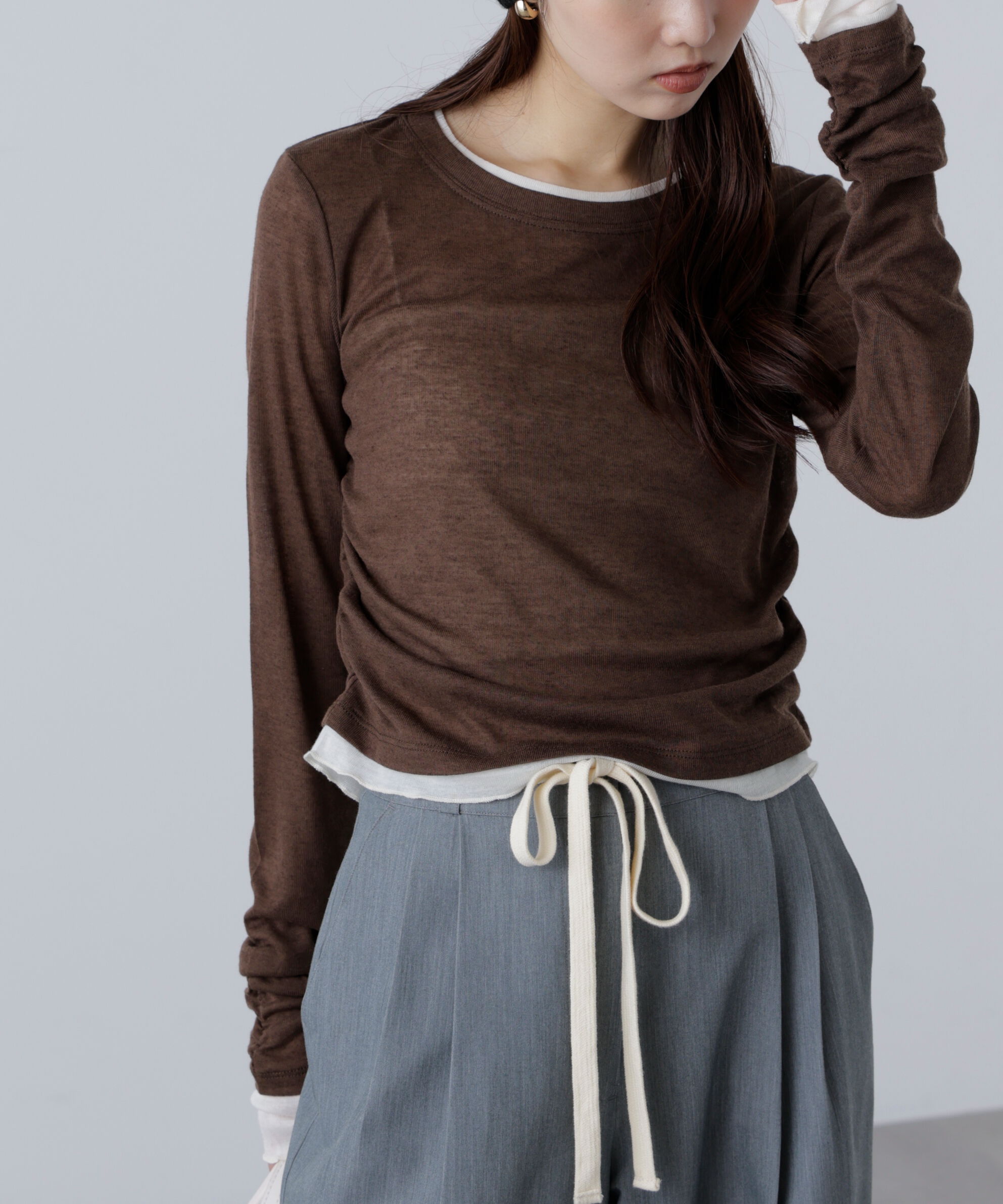  「シアーテレコレイヤード風カットソー」|Tシャツ・カットソー|