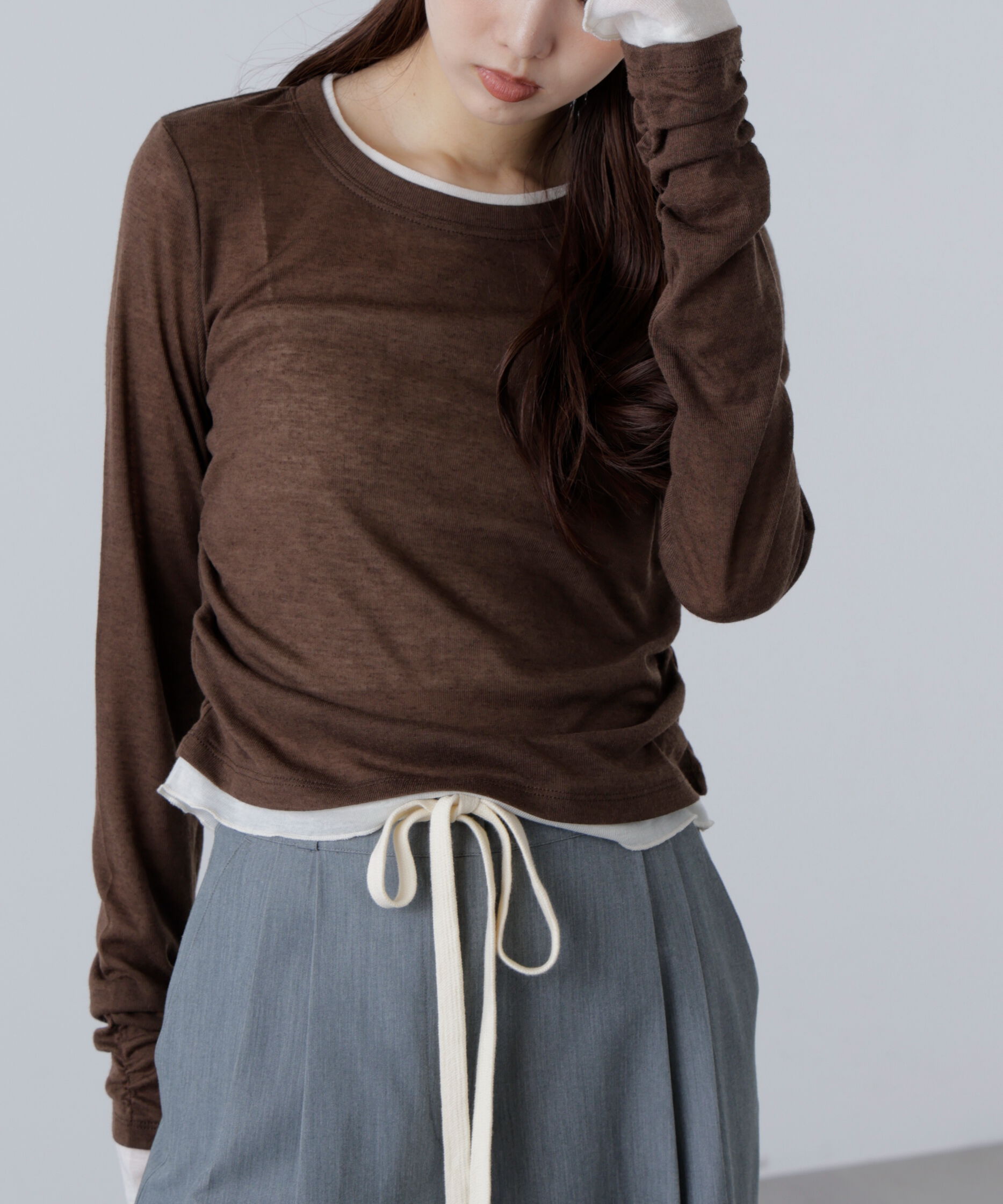  「シアーテレコレイヤード風カットソー」|Tシャツ・カットソー|