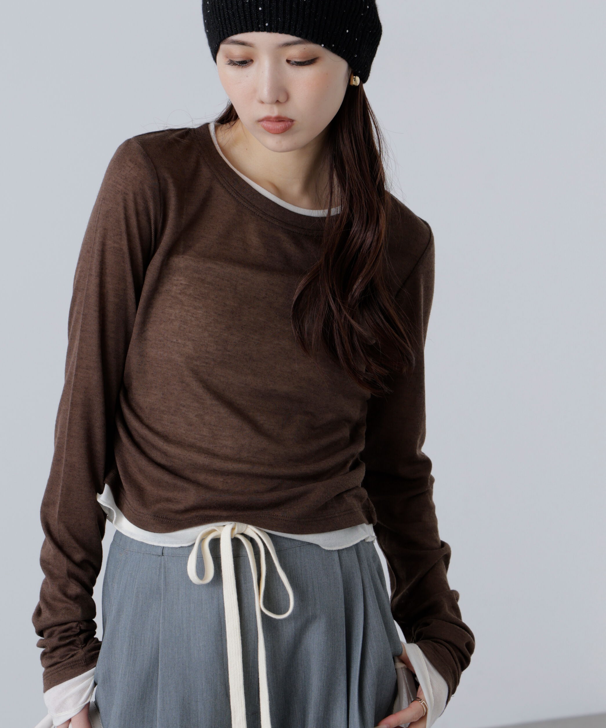  「シアーテレコレイヤード風カットソー」|Tシャツ・カットソー|