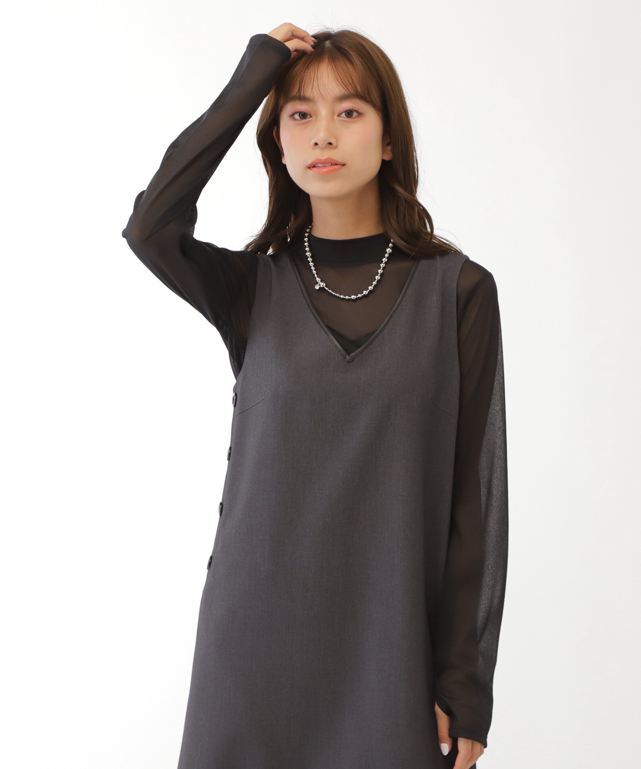  「バリエーションシアーカットソー」|Tシャツ・カットソー|ブラック