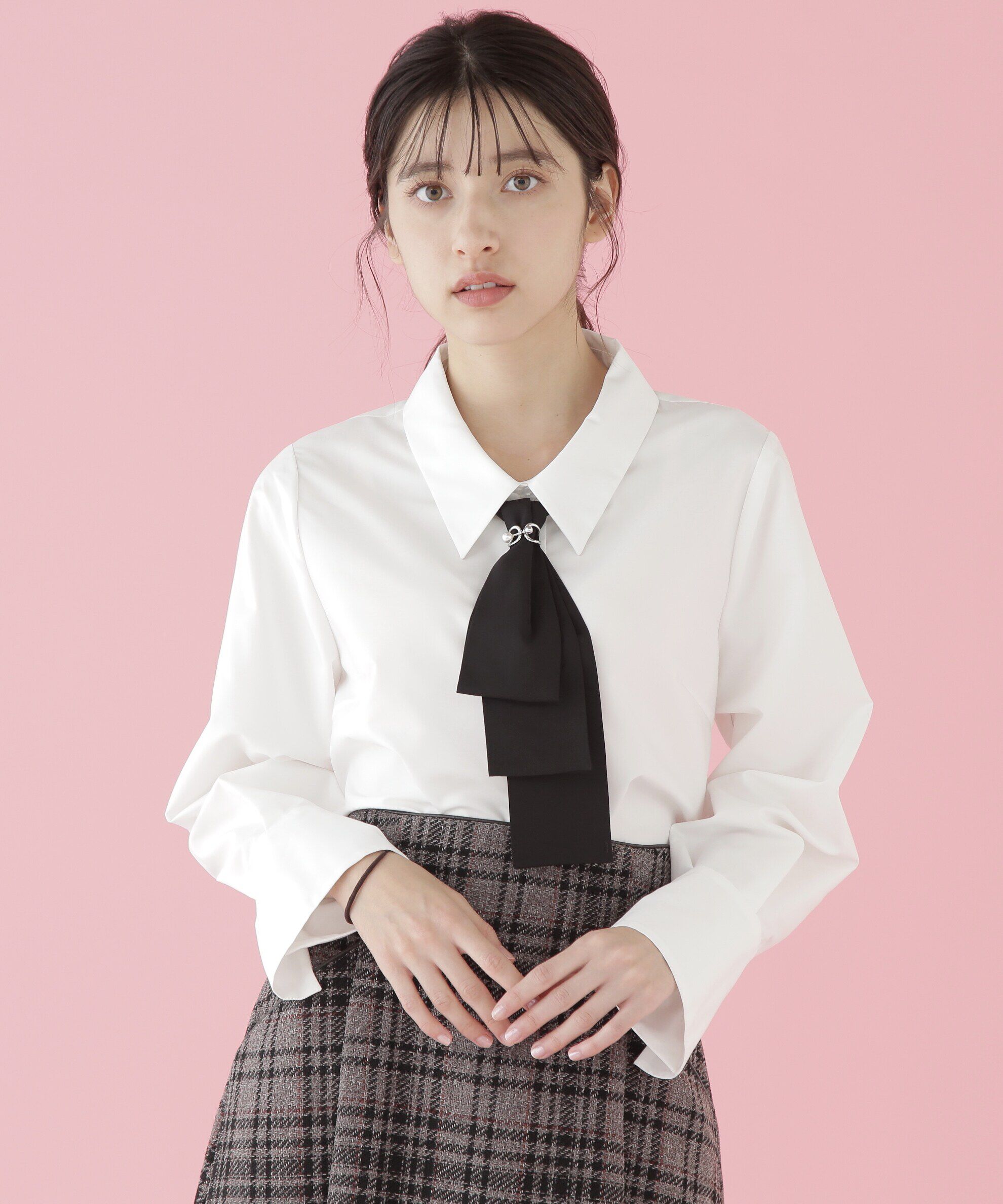  「配色ボウタイ付きブラウス」|シャツ・ブラウス|エクリュ1