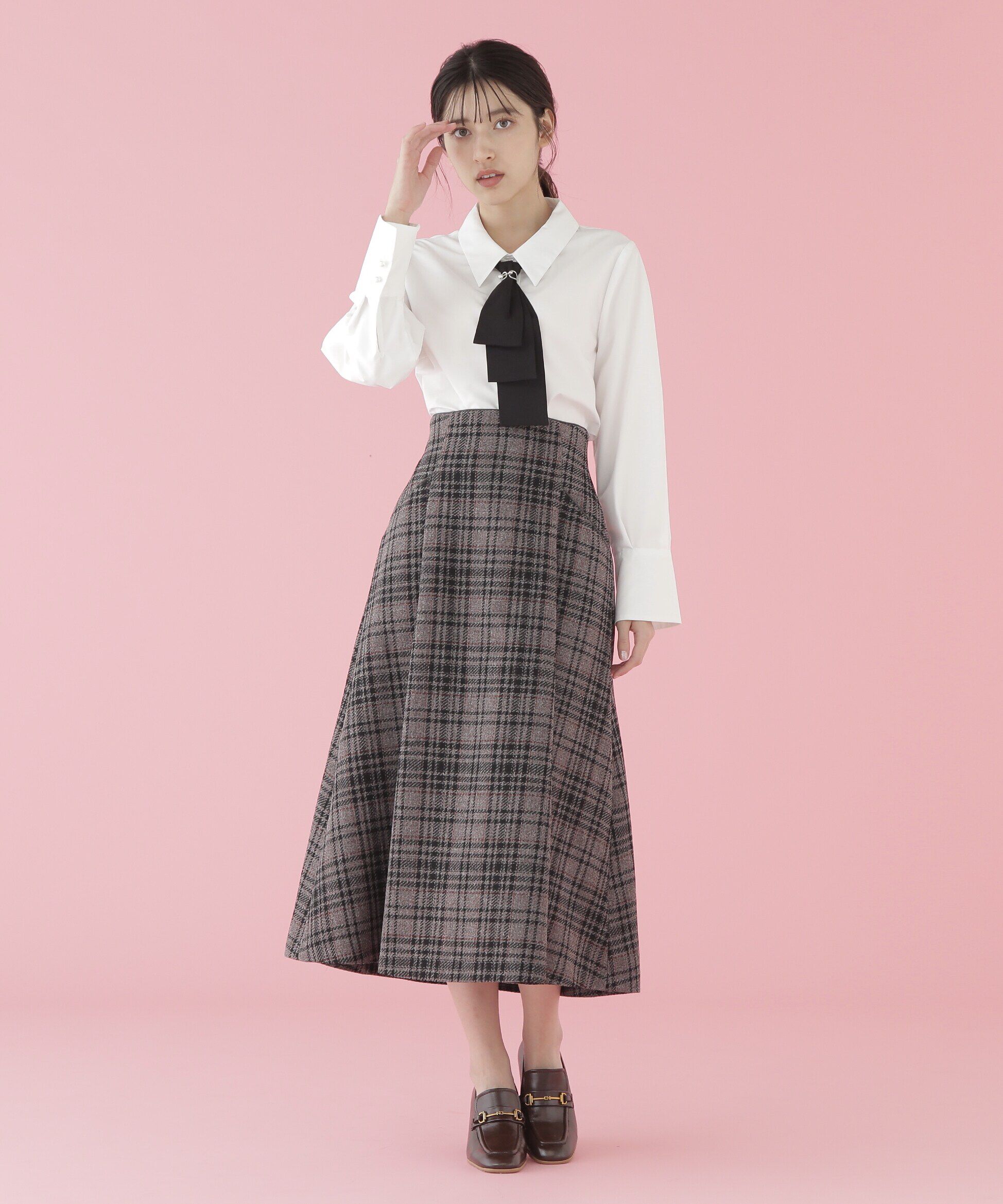  「配色ボウタイ付きブラウス」|シャツ・ブラウス|