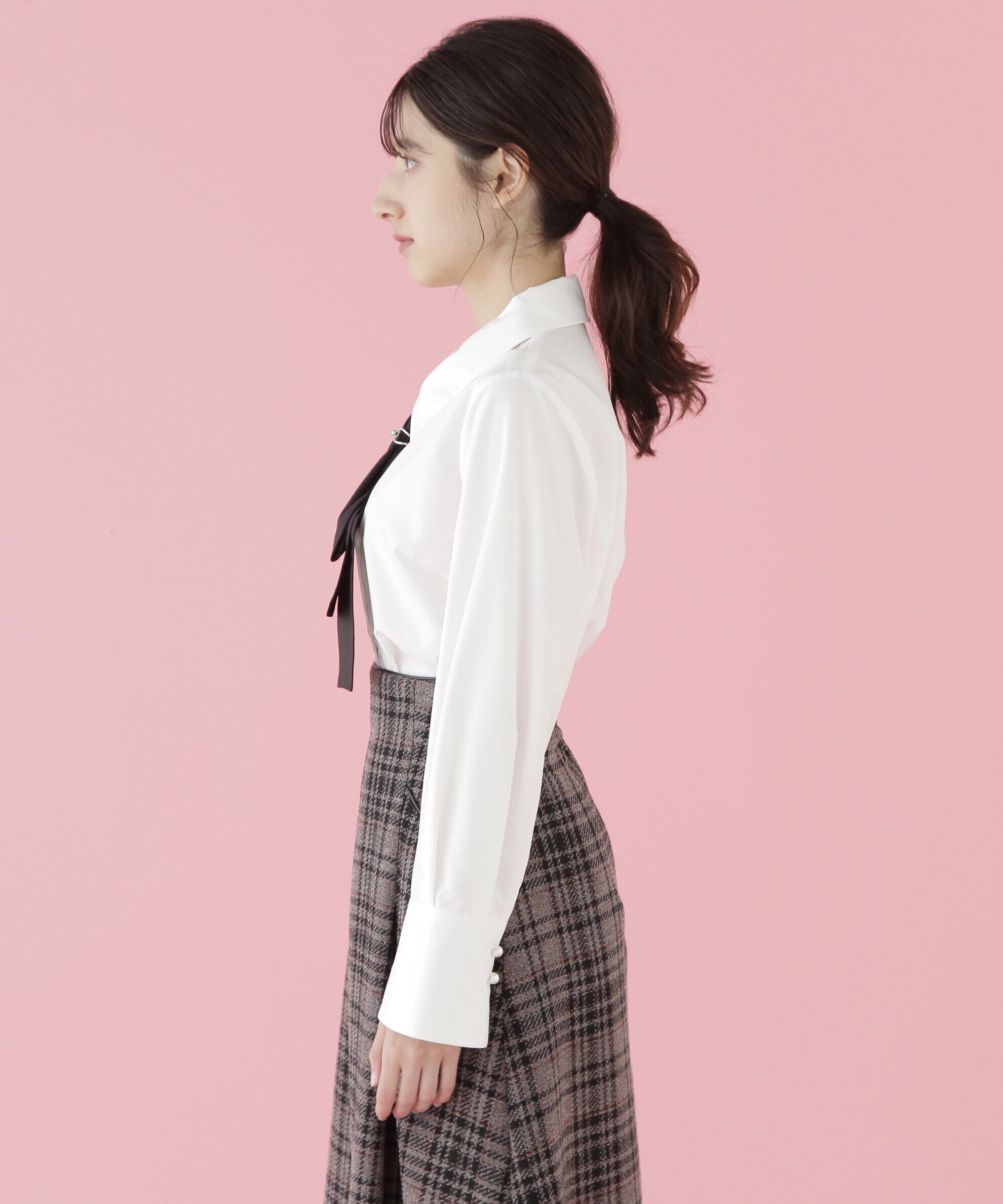  「配色ボウタイ付きブラウス」|シャツ・ブラウス|