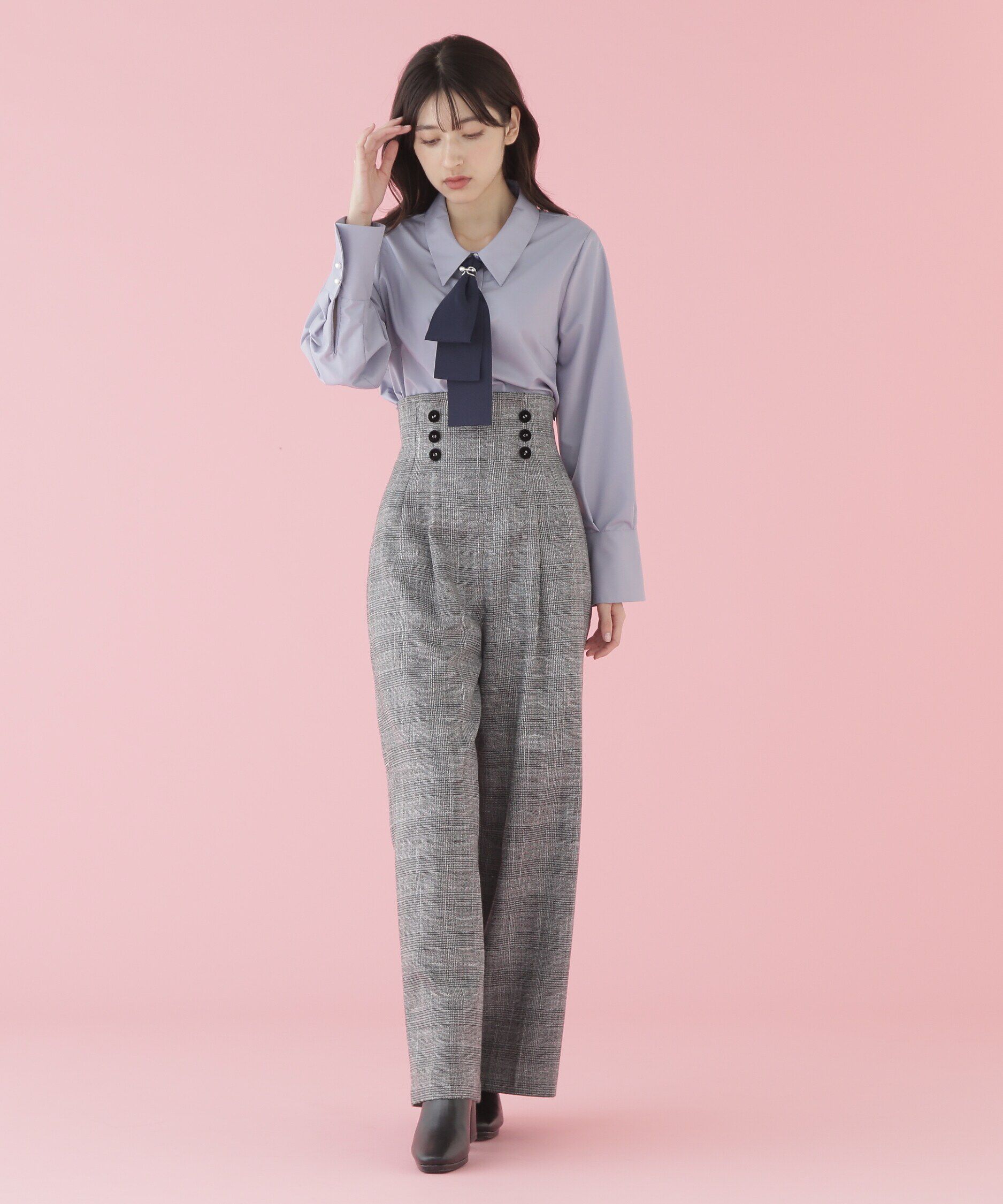  「配色ボウタイ付きブラウス」|シャツ・ブラウス|