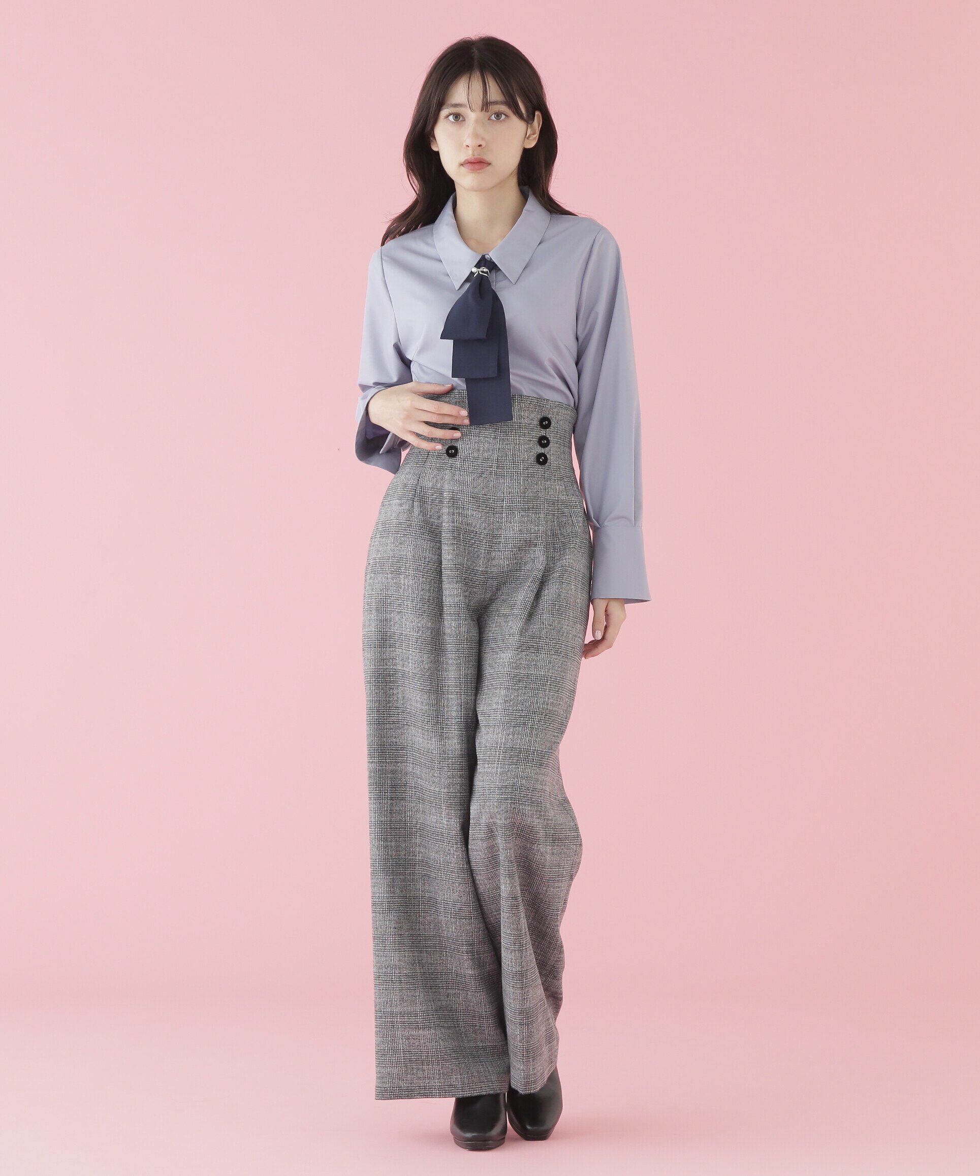  「配色ボウタイ付きブラウス」|シャツ・ブラウス|