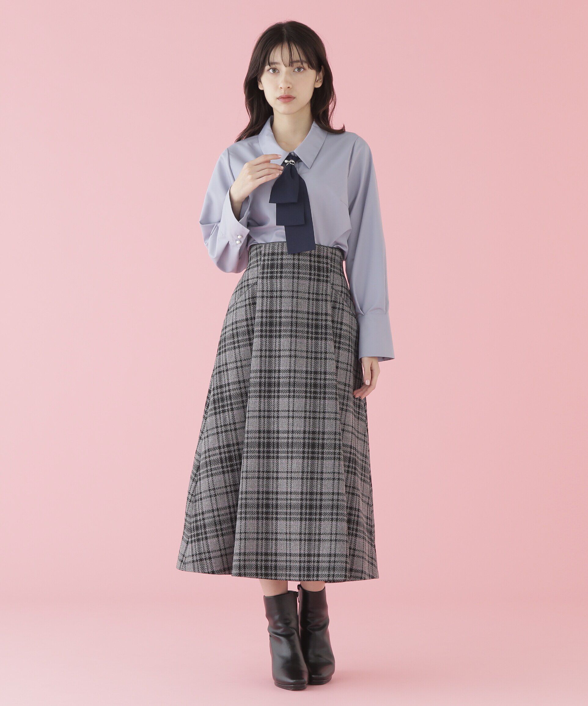  「配色ボウタイ付きブラウス」|シャツ・ブラウス|