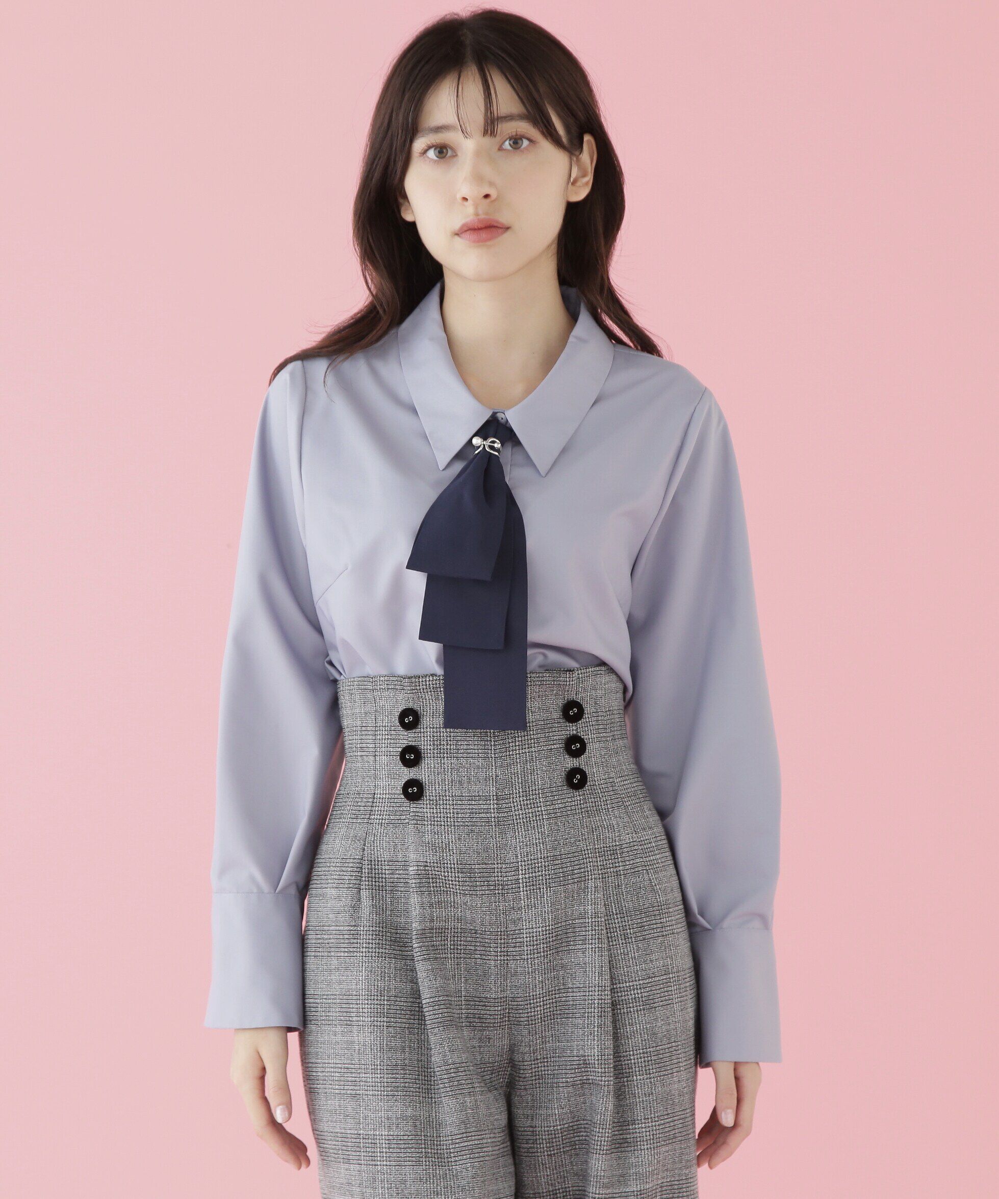  「配色ボウタイ付きブラウス」|シャツ・ブラウス|