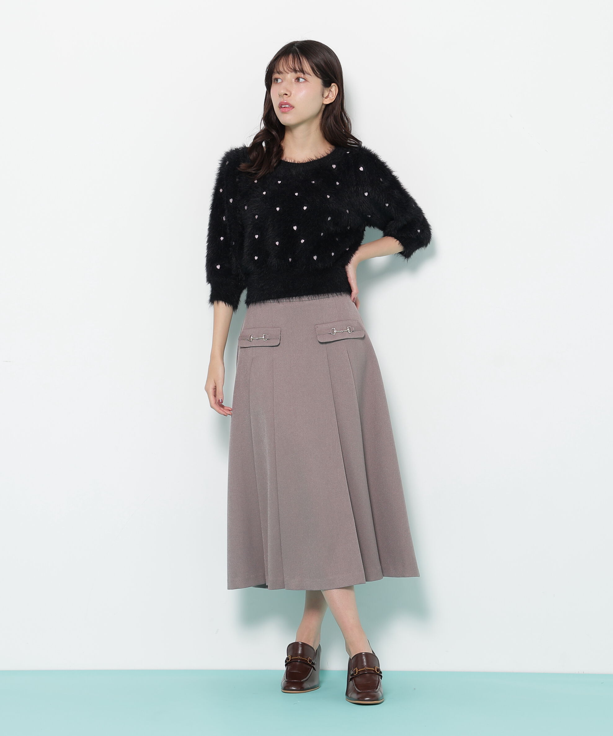  「ハート刺繍シャギーニット」|ニット・セーター|