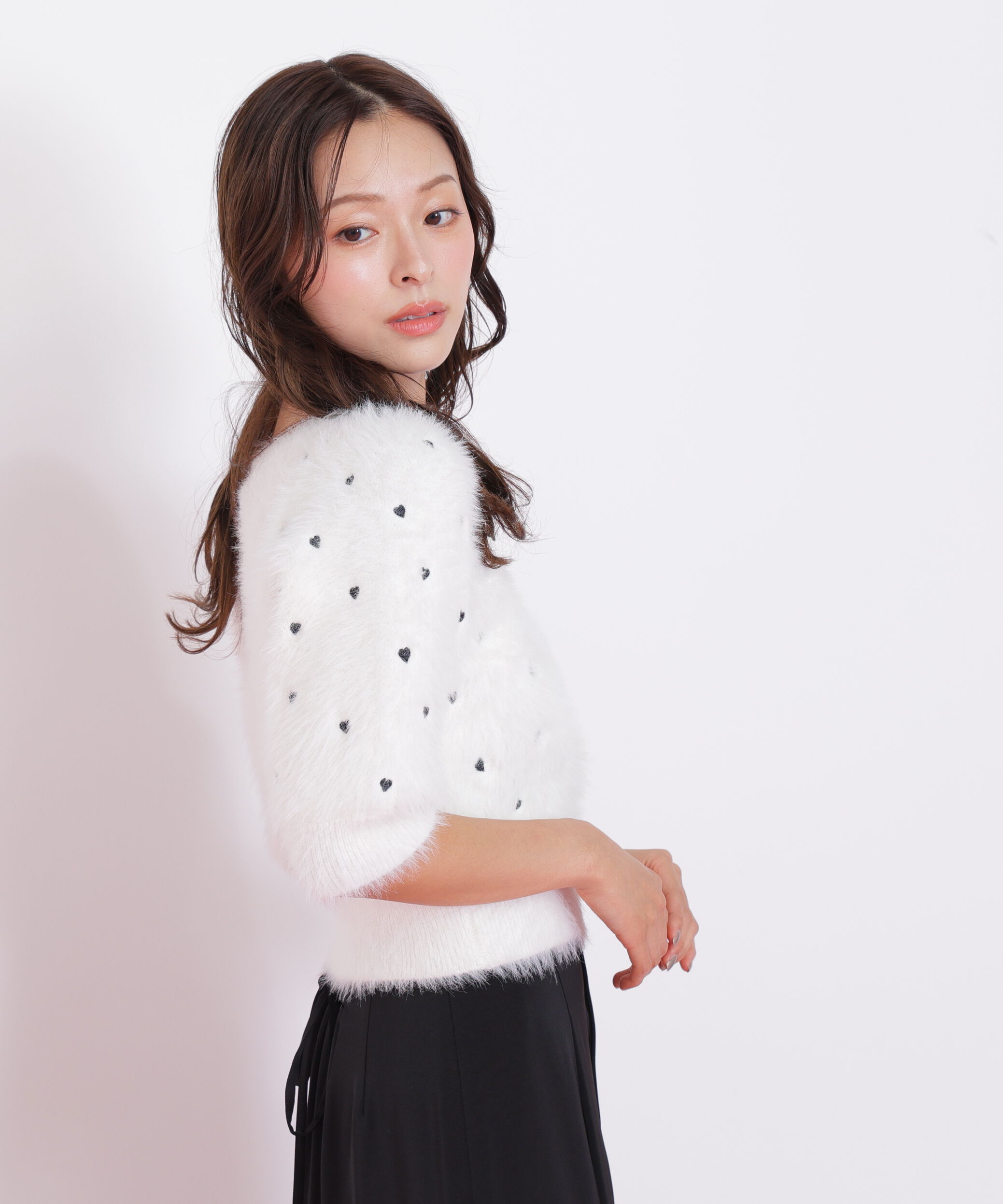  「ハート刺繍シャギーニット」|ニット・セーター|