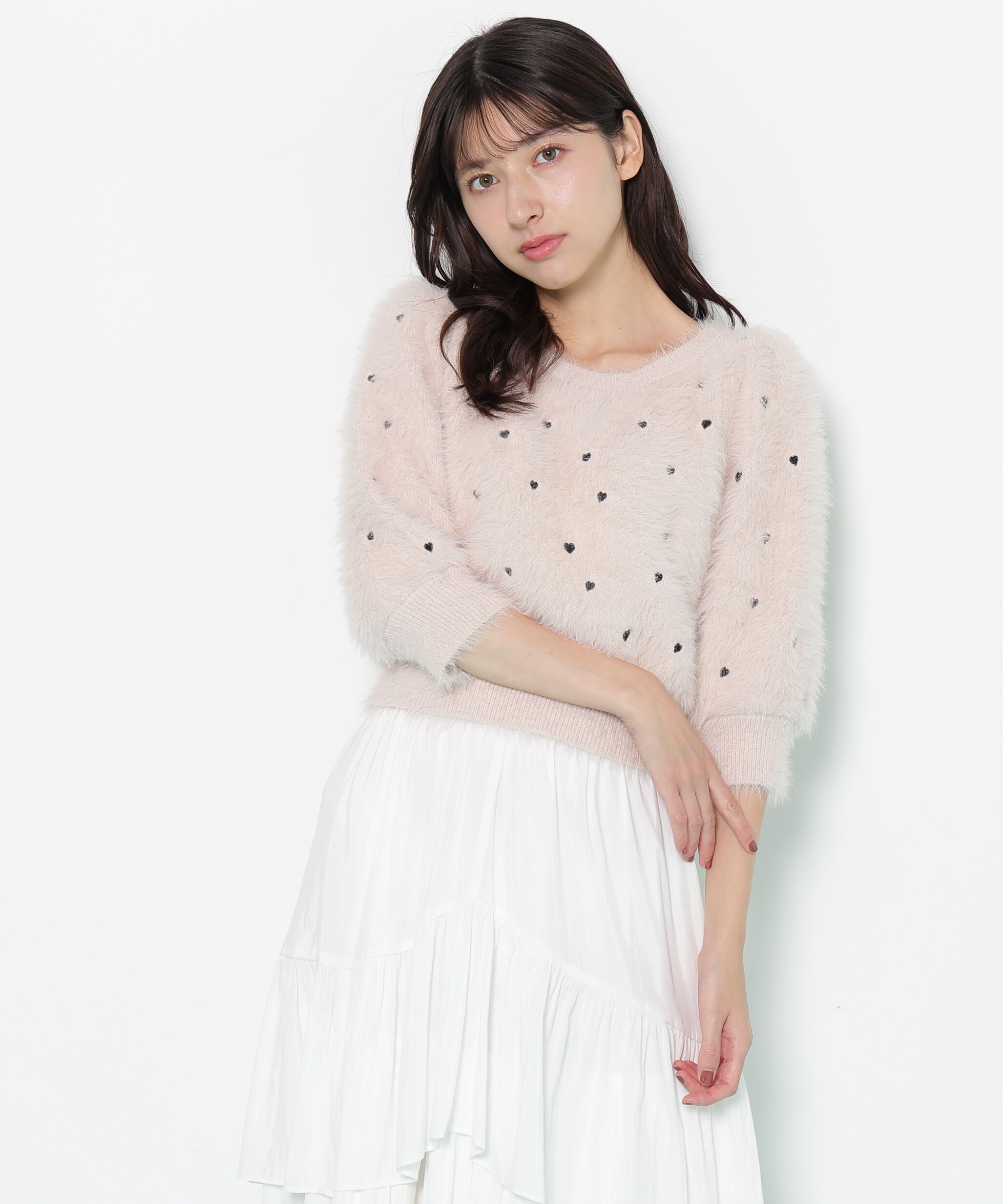  「ハート刺繍シャギーニット」|ニット・セーター|