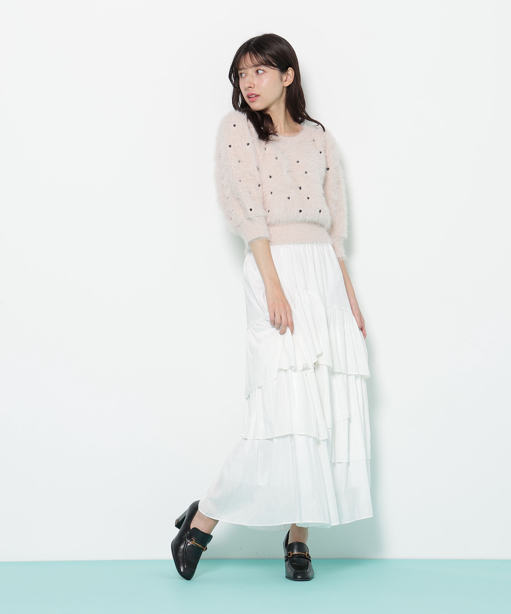  「ハート刺繍シャギーニット」|ニット・セーター|