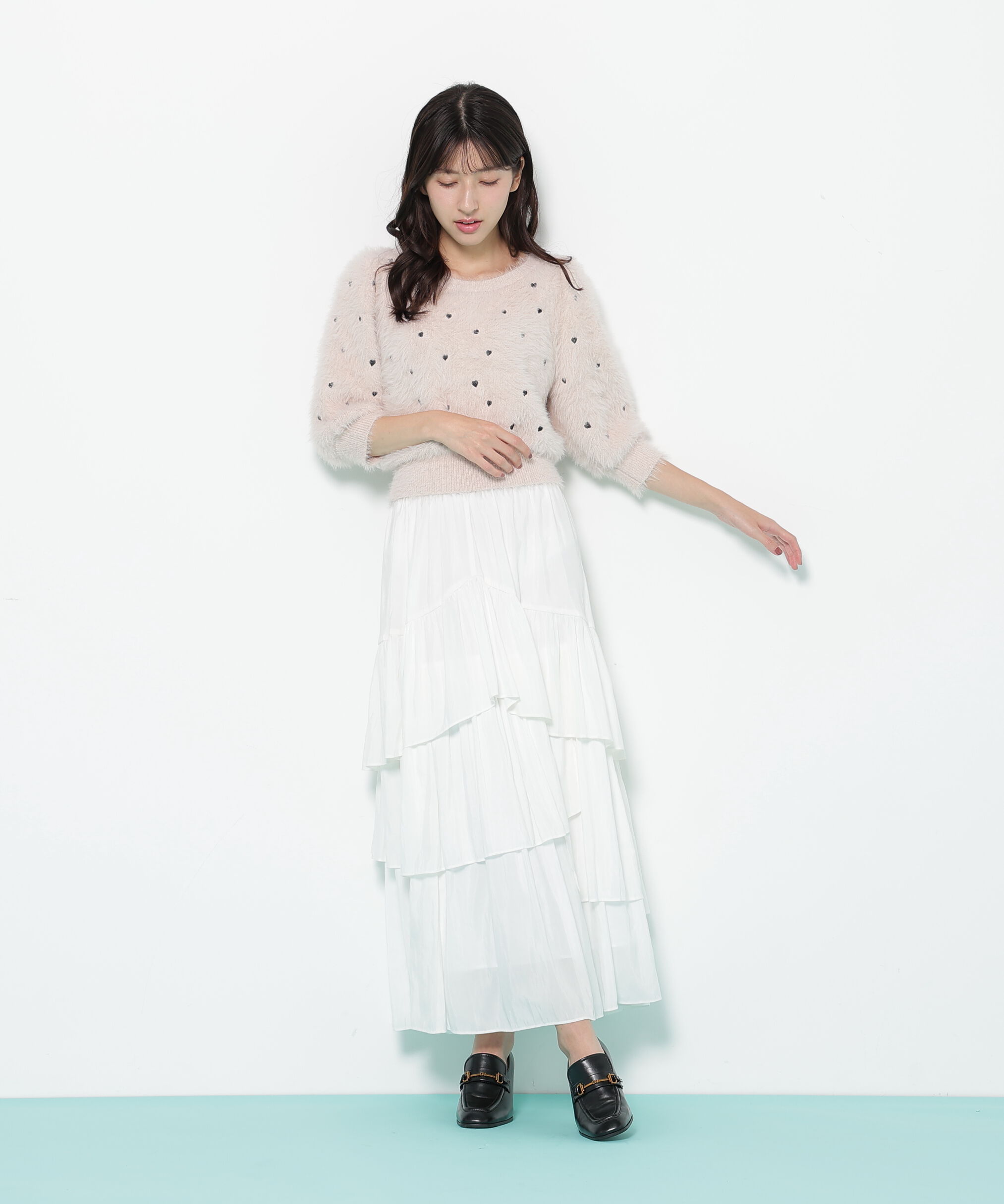  「ハート刺繍シャギーニット」|ニット・セーター|