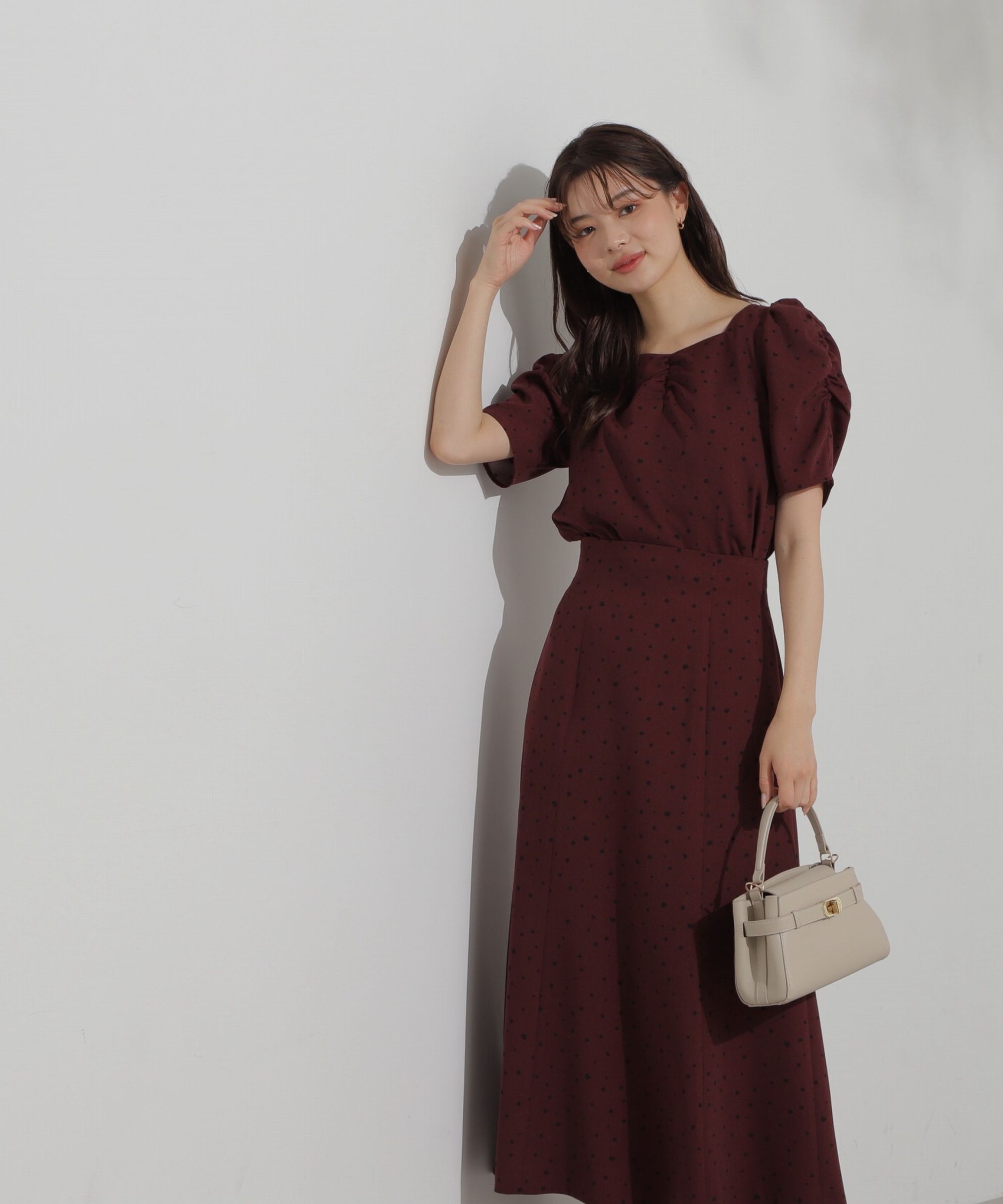 PROPORTION BODY DRESSING「ハートドットナロースカート」|スカート|ボルドー&times;ブラ