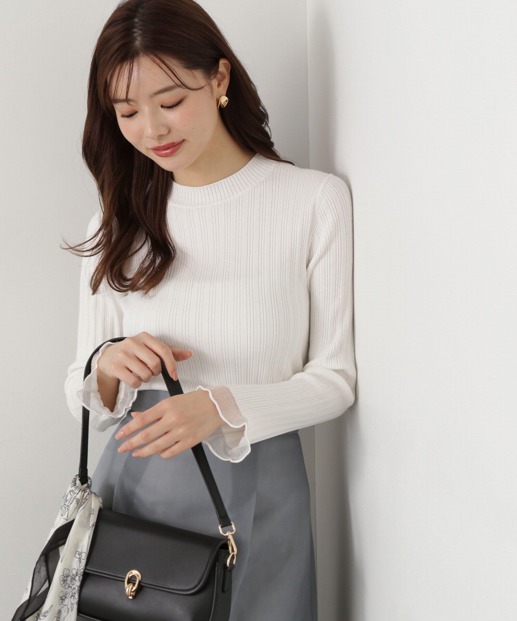 PROPORTION BODY DRESSING「袖シアーリブニット」|ニット・セーター|