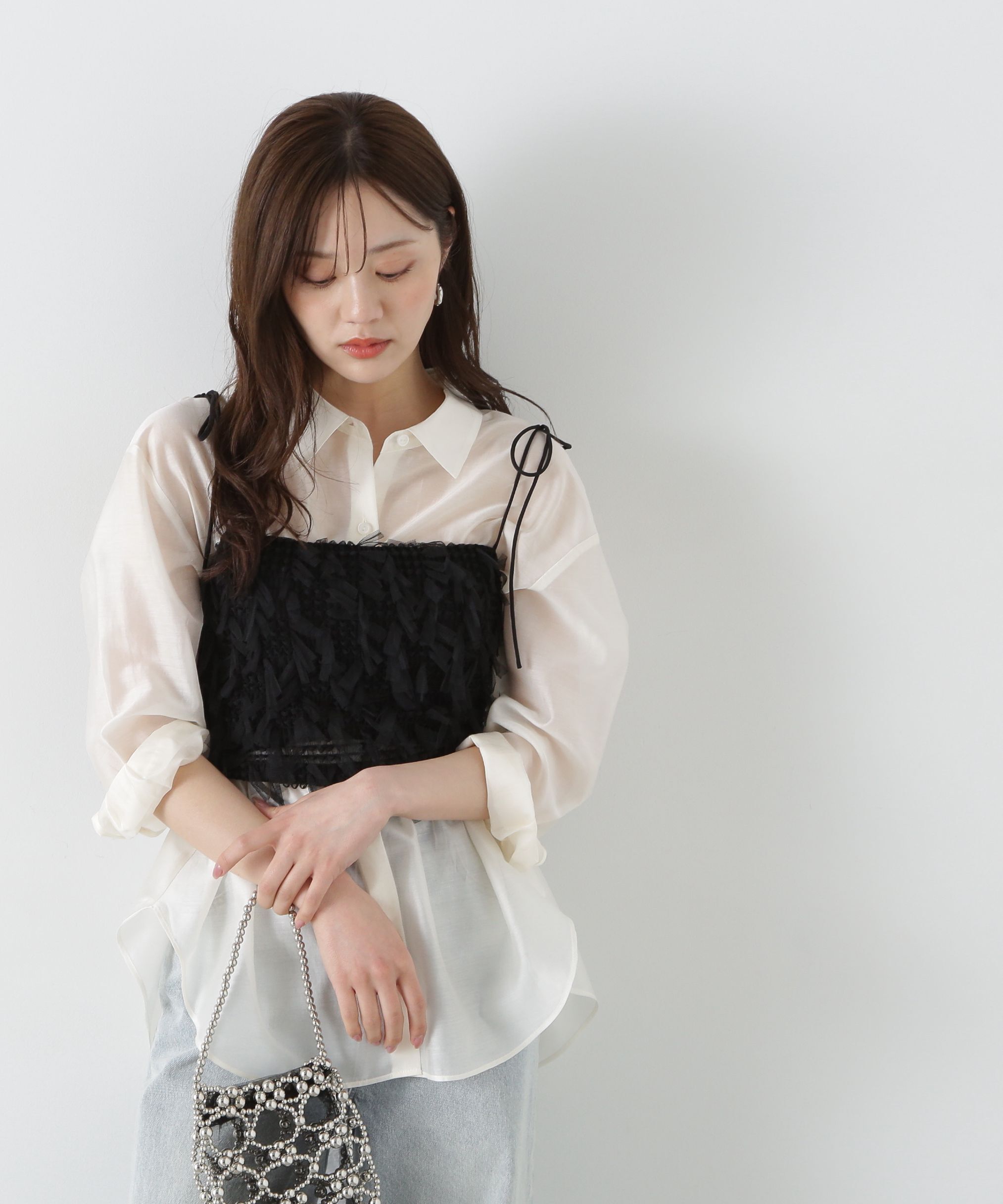 PROPORTION BODY DRESSING「シアーシャーリングブラウス」|シャツ・ブラウス|