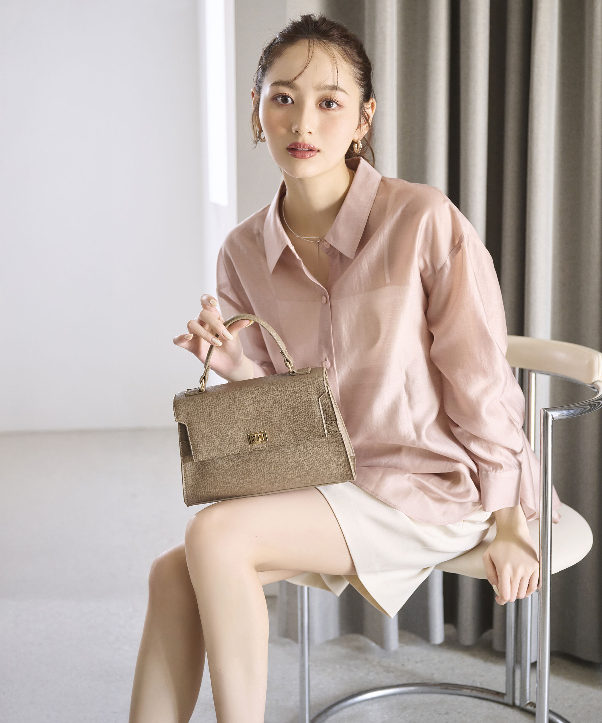 PROPORTION BODY DRESSING「シアーシャーリングブラウス」|シャツ・ブラウス|ベージュ