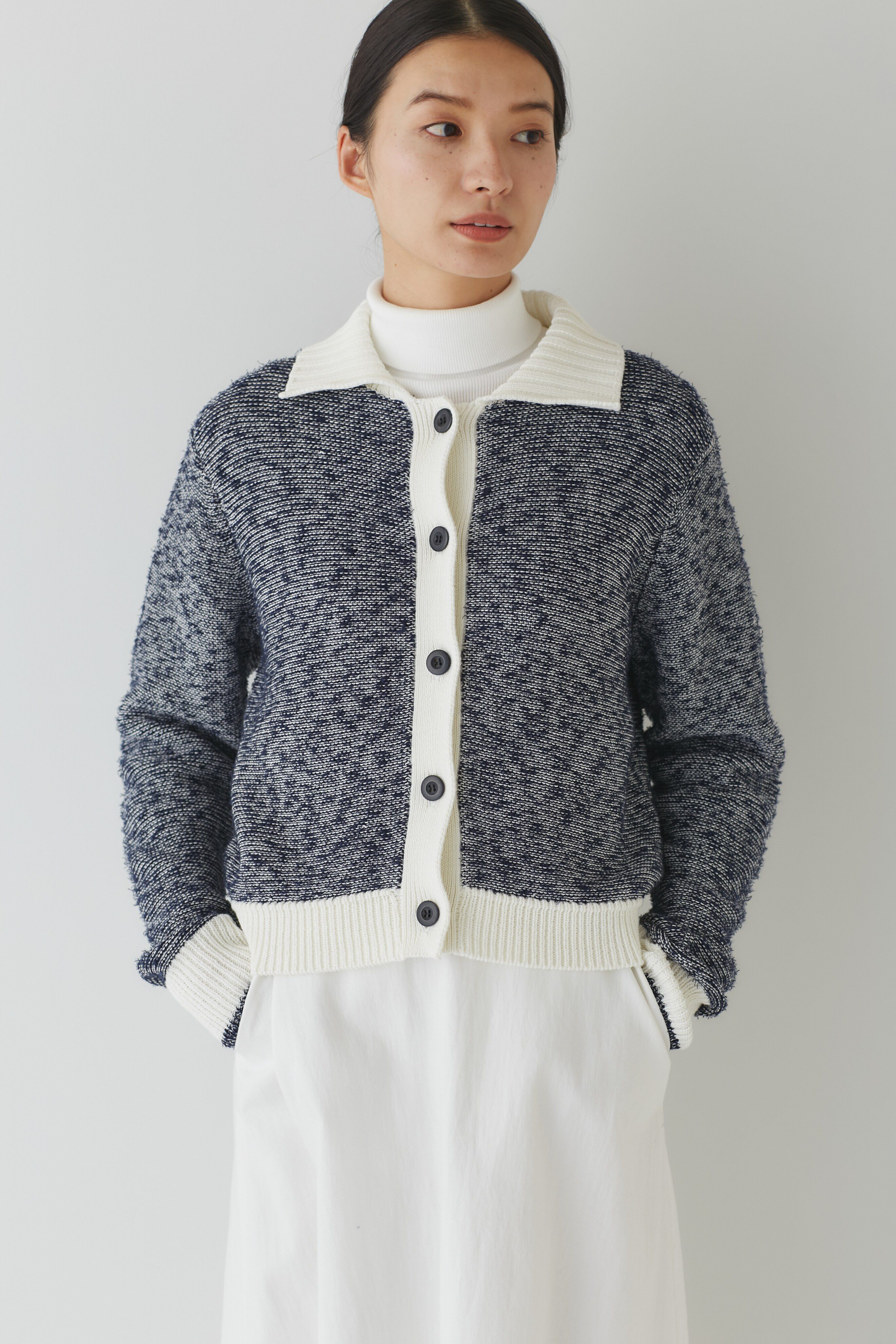  「◆スラブツイードニット」|ニット・セーター|ネイビー