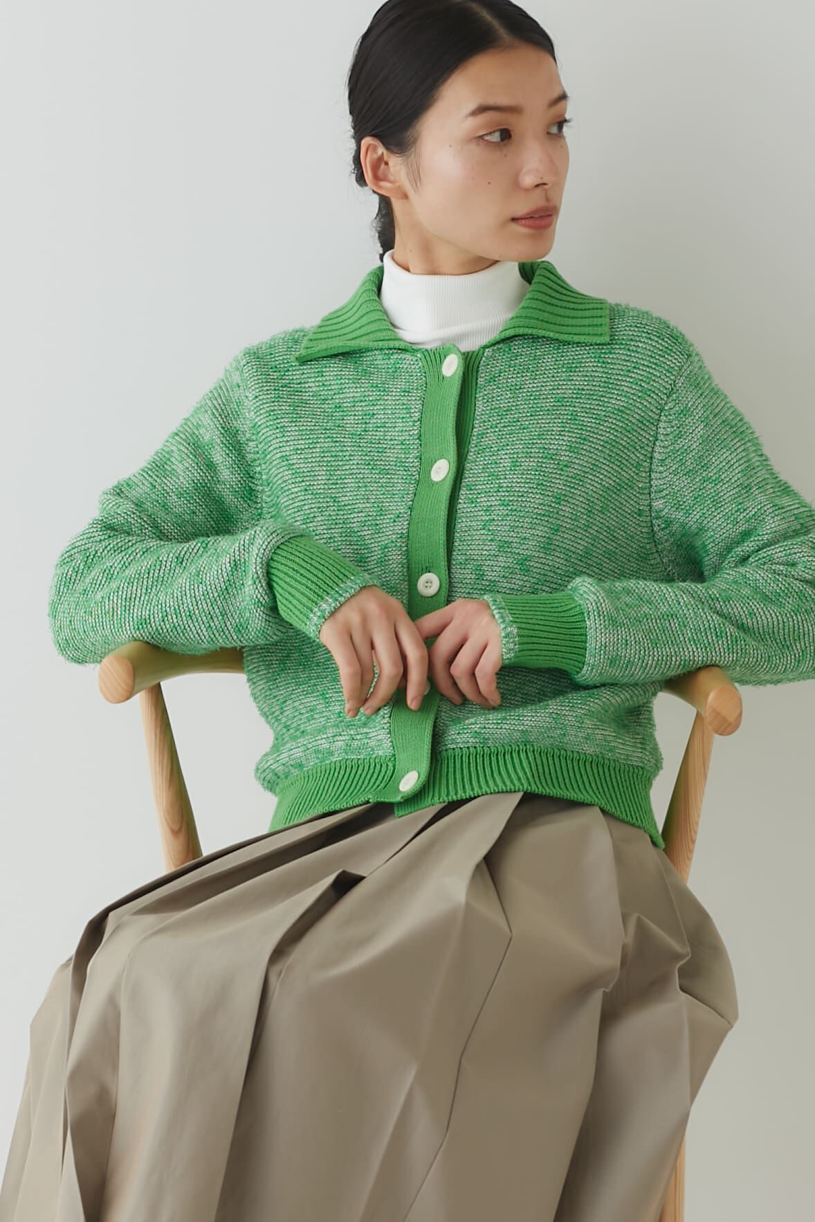  「◆スラブツイードニット」|ニット・セーター|グリーン