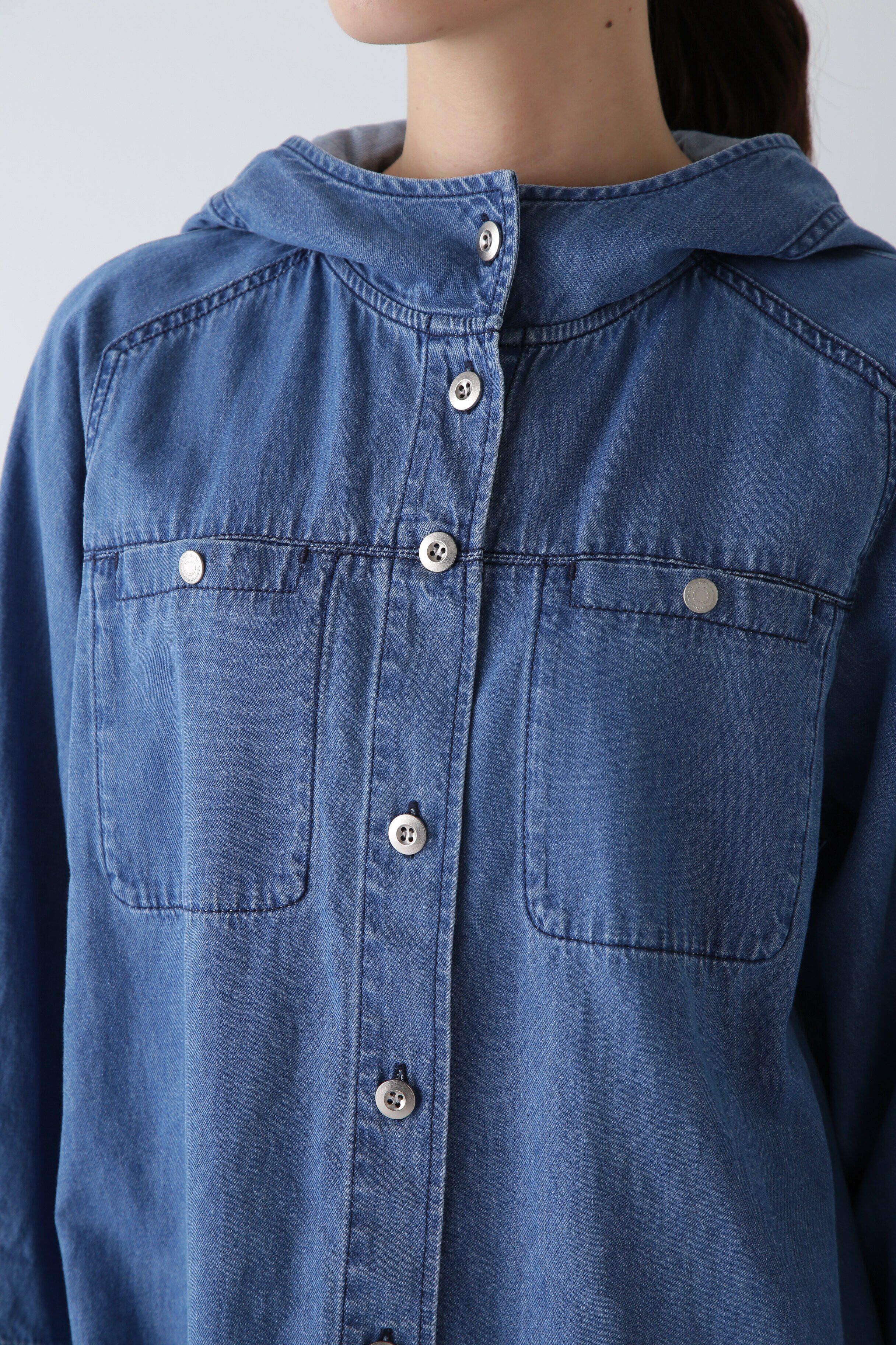  「◆ライトオンスデニムフードブラウス」|シャツ・ブラウス|