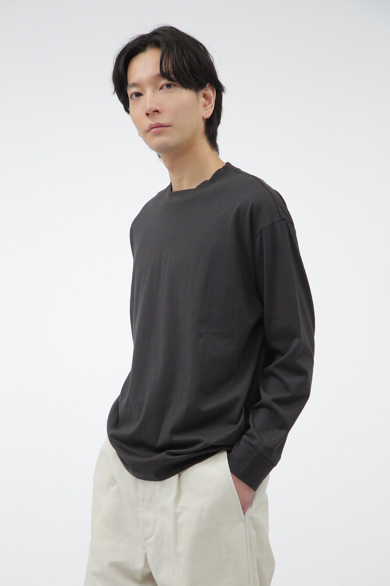 MARGARET HOWELL「COTTON SILK JERSEY」|Tシャツ・カットソー|DARK CHARCOAL4