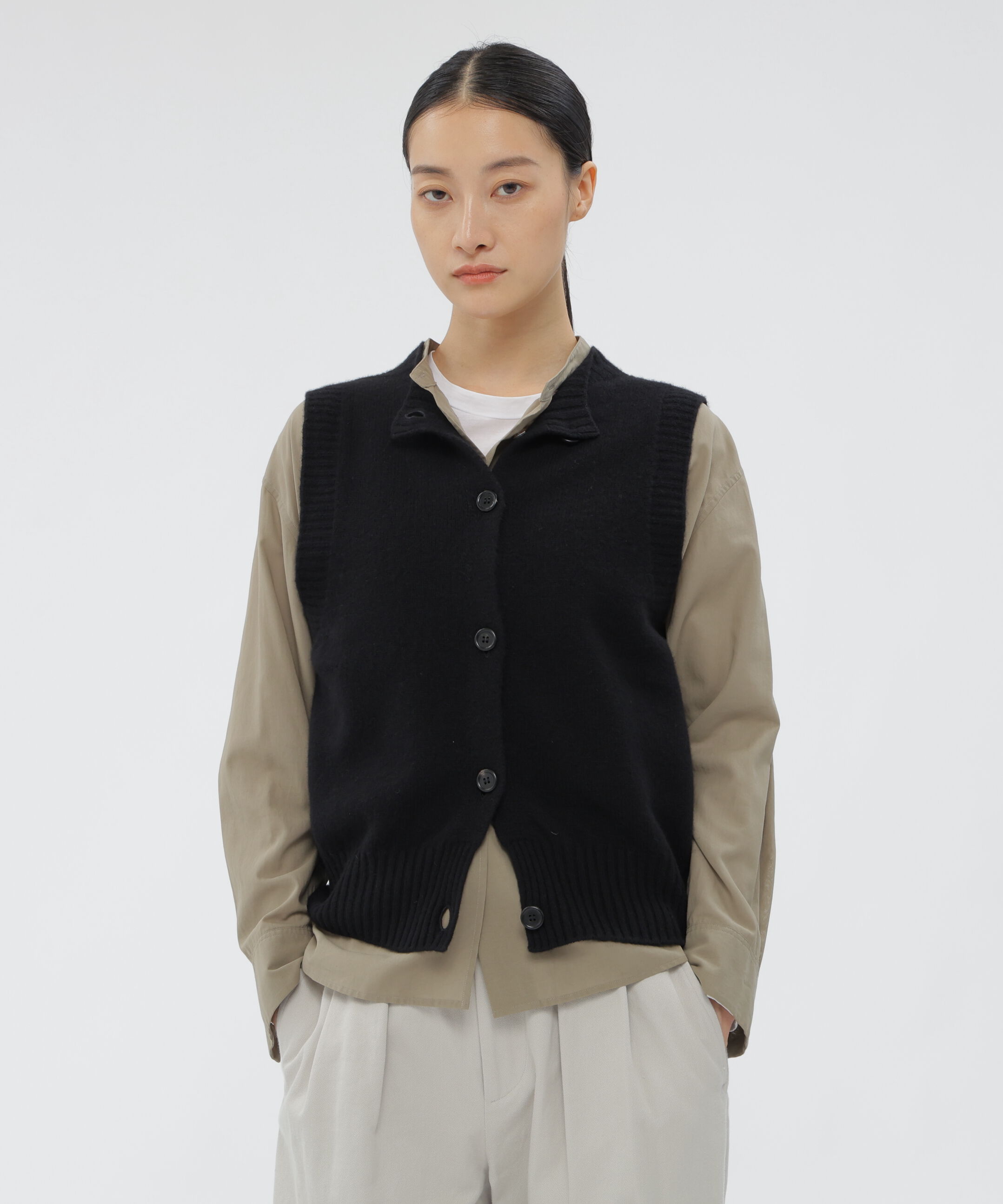  「MERINO CASHMERE KNITWEAR」|ニット・セーター|BLACK