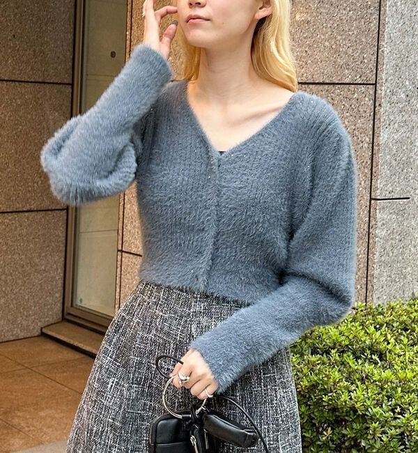 archives「スパンコールフェザーパフスリーブカーディガン」|カーディガン|