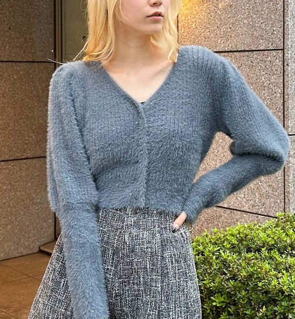 archives「スパンコールフェザーパフスリーブカーディガン」|カーディガン|