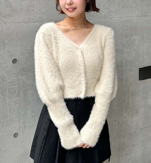 archives「スパンコールフェザーパフスリーブカーディガン」|カーディガン|