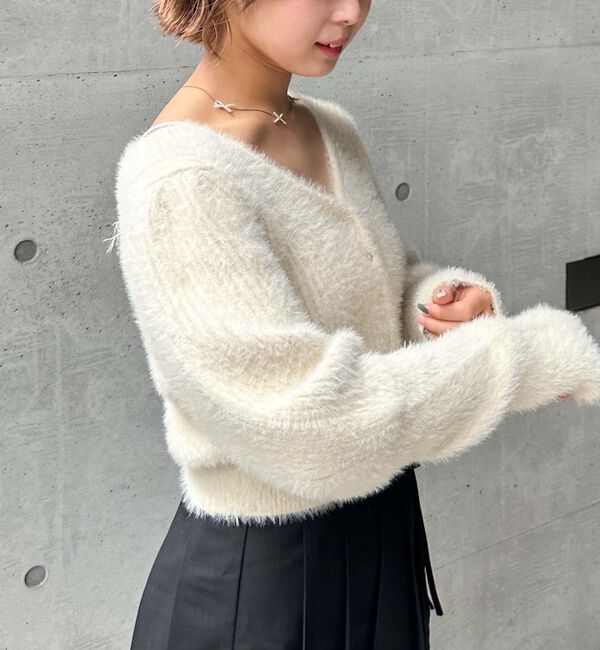 archives「スパンコールフェザーパフスリーブカーディガン」|カーディガン|