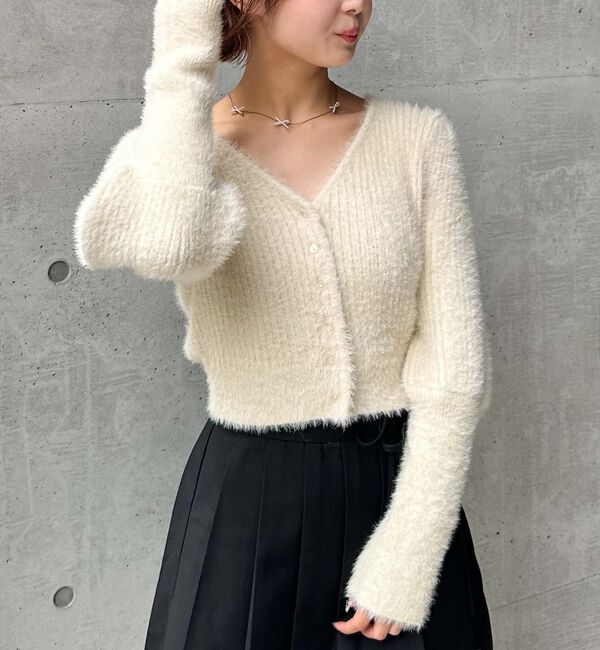 archives「スパンコールフェザーパフスリーブカーディガン」|カーディガン|