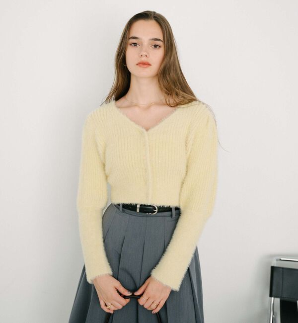 archives「スパンコールフェザーパフスリーブカーディガン」|カーディガン|