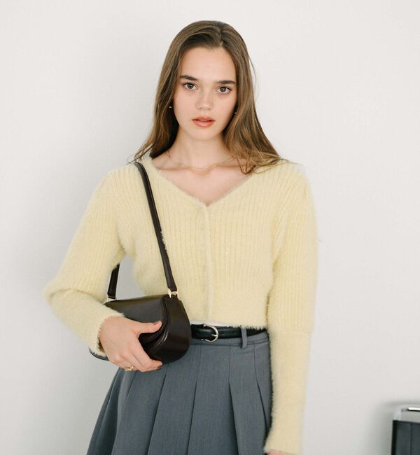 archives「スパンコールフェザーパフスリーブカーディガン」|カーディガン|