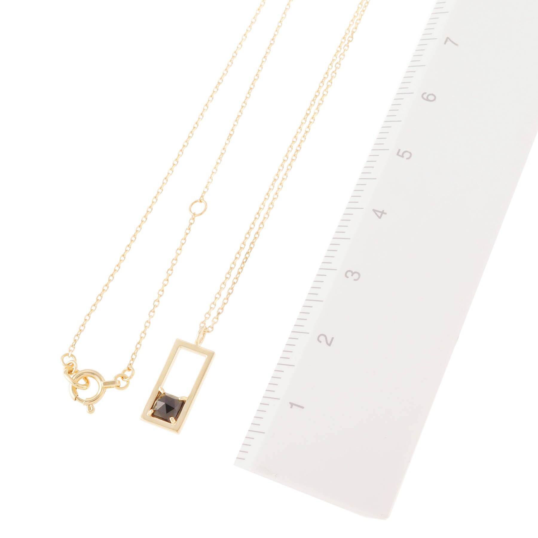 COCOSHNIK「K10カラーストーン（オニキス）クッションローズカット 長角ネックレス」|ネックレス|